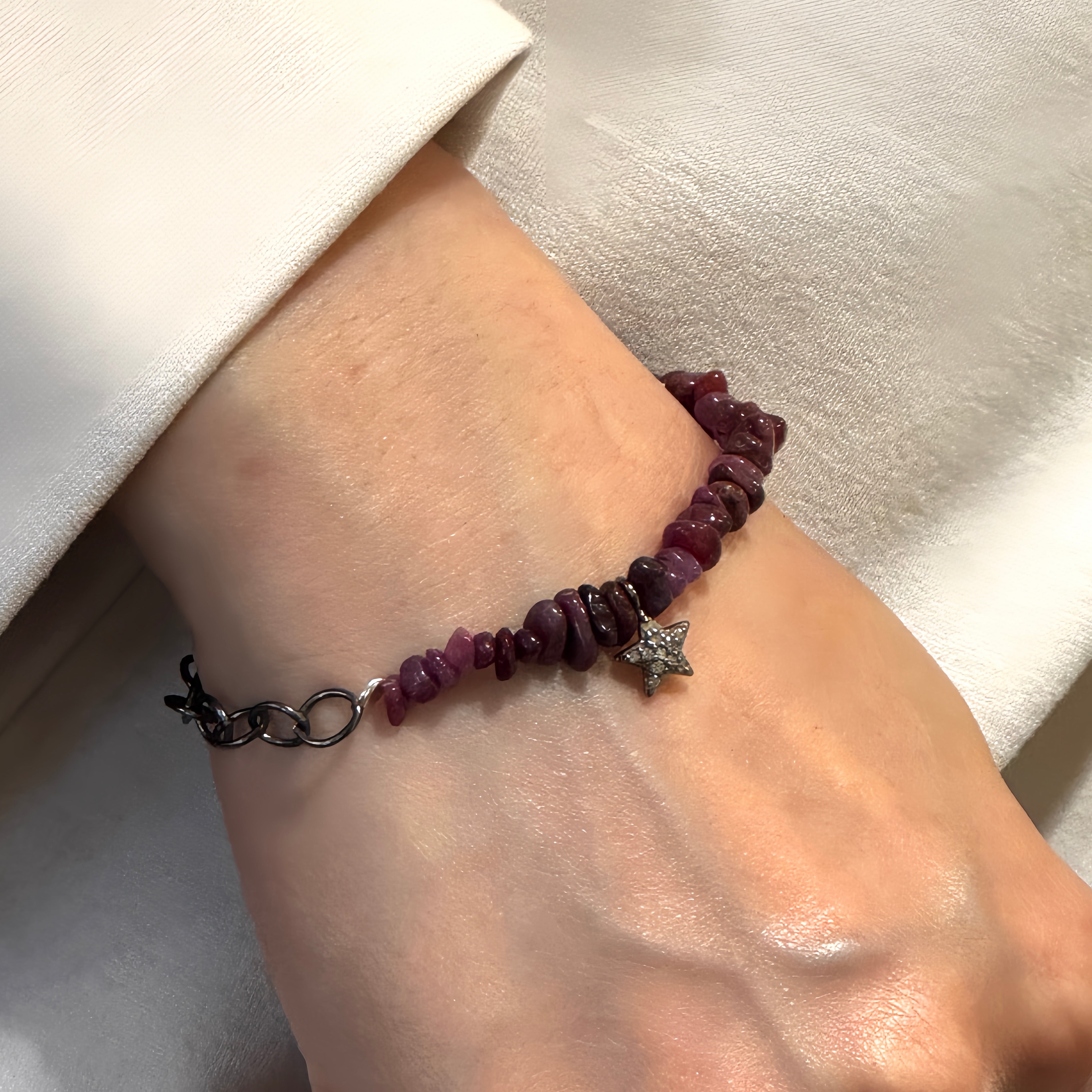 Crimson Star Ruby Diamond Bracelet