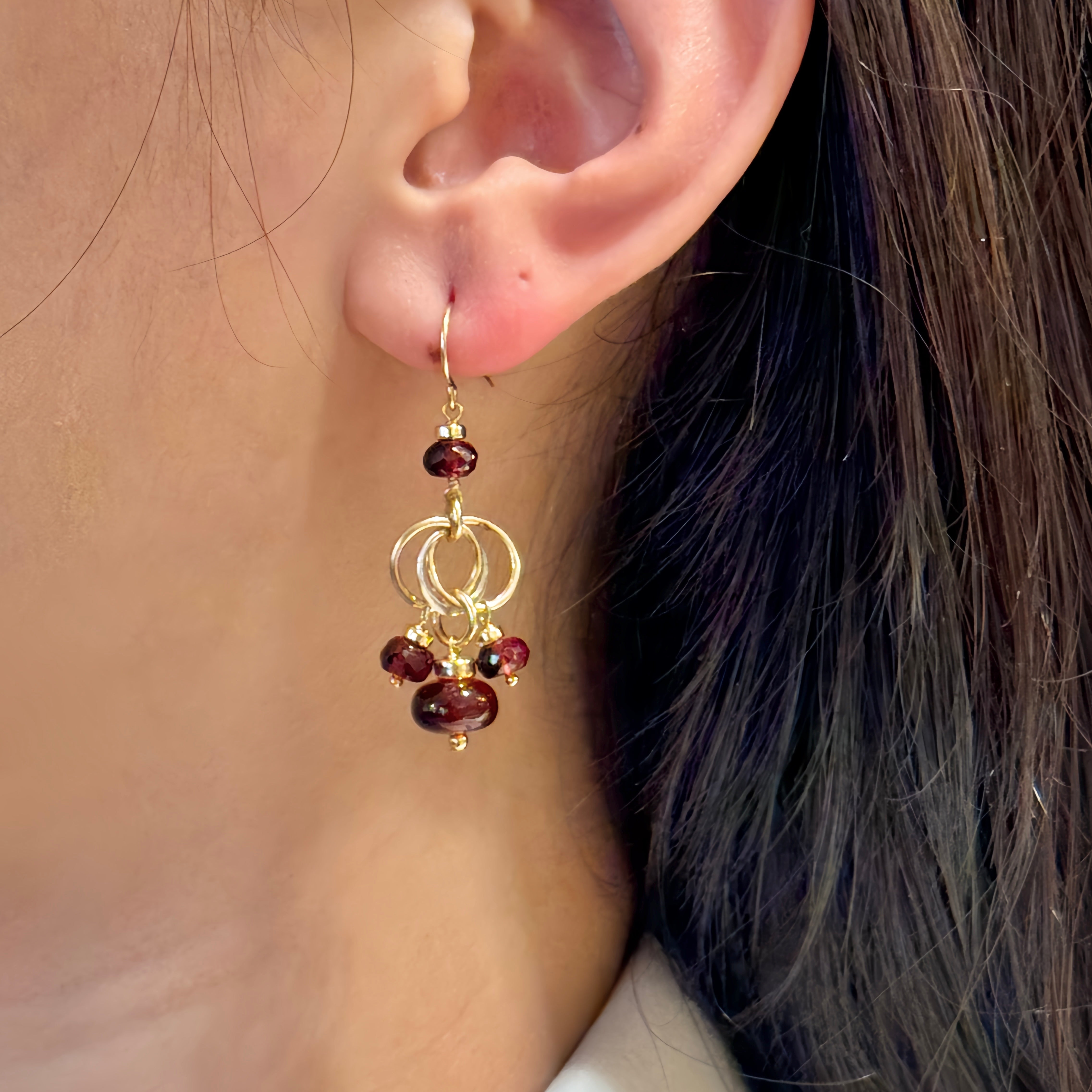 Trio  Donut Trinity Earrings-Garnet