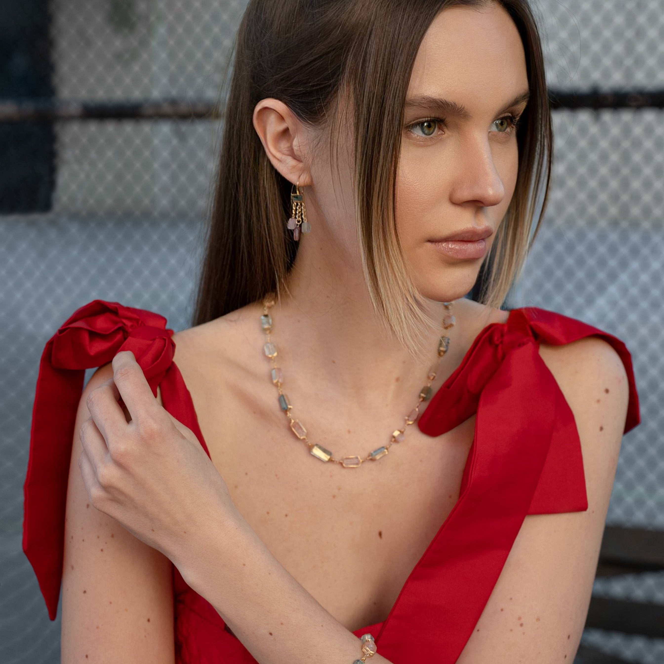 Emma Aquamarine Diamond Lock Necklace