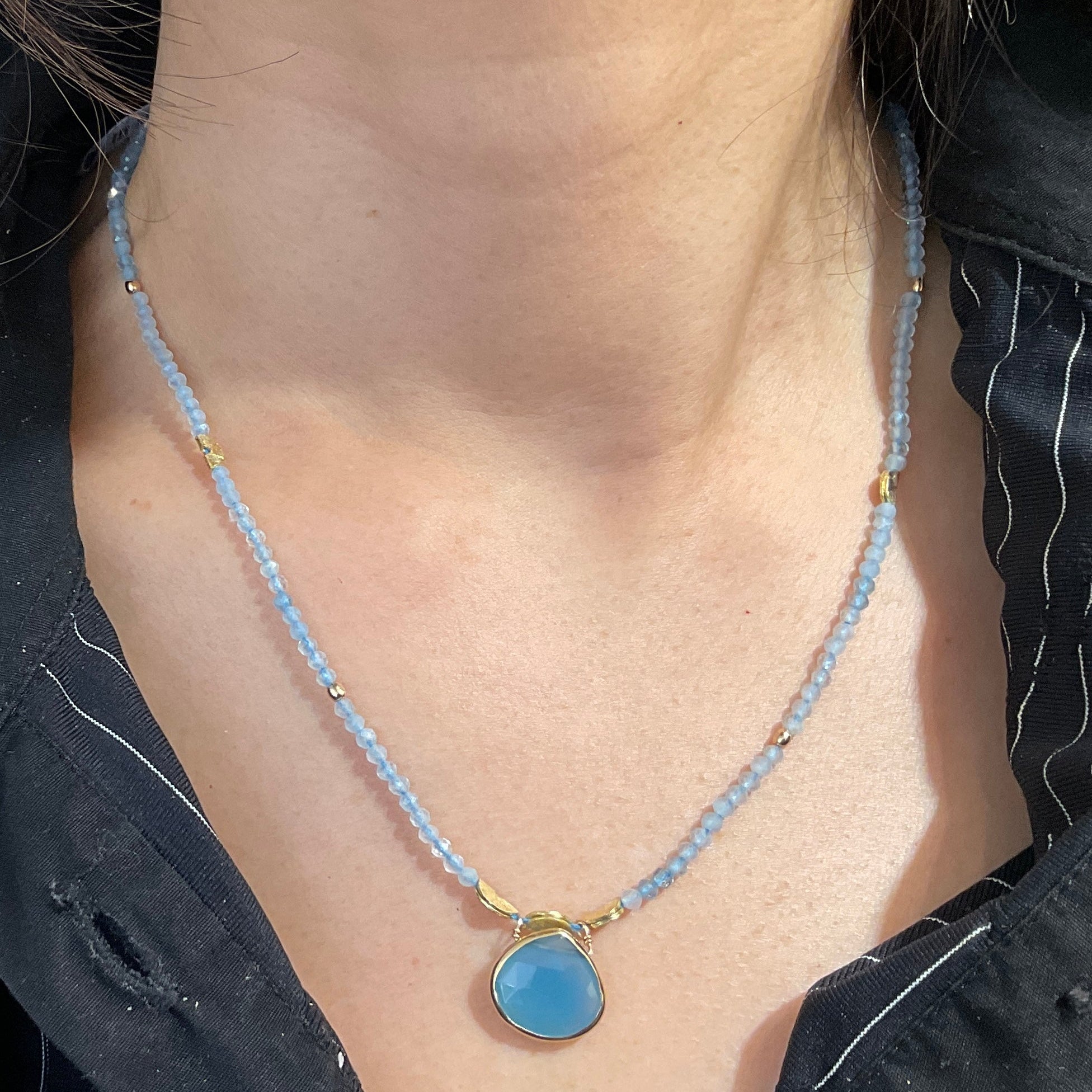 Half-Moon Necklace - Gem Drop