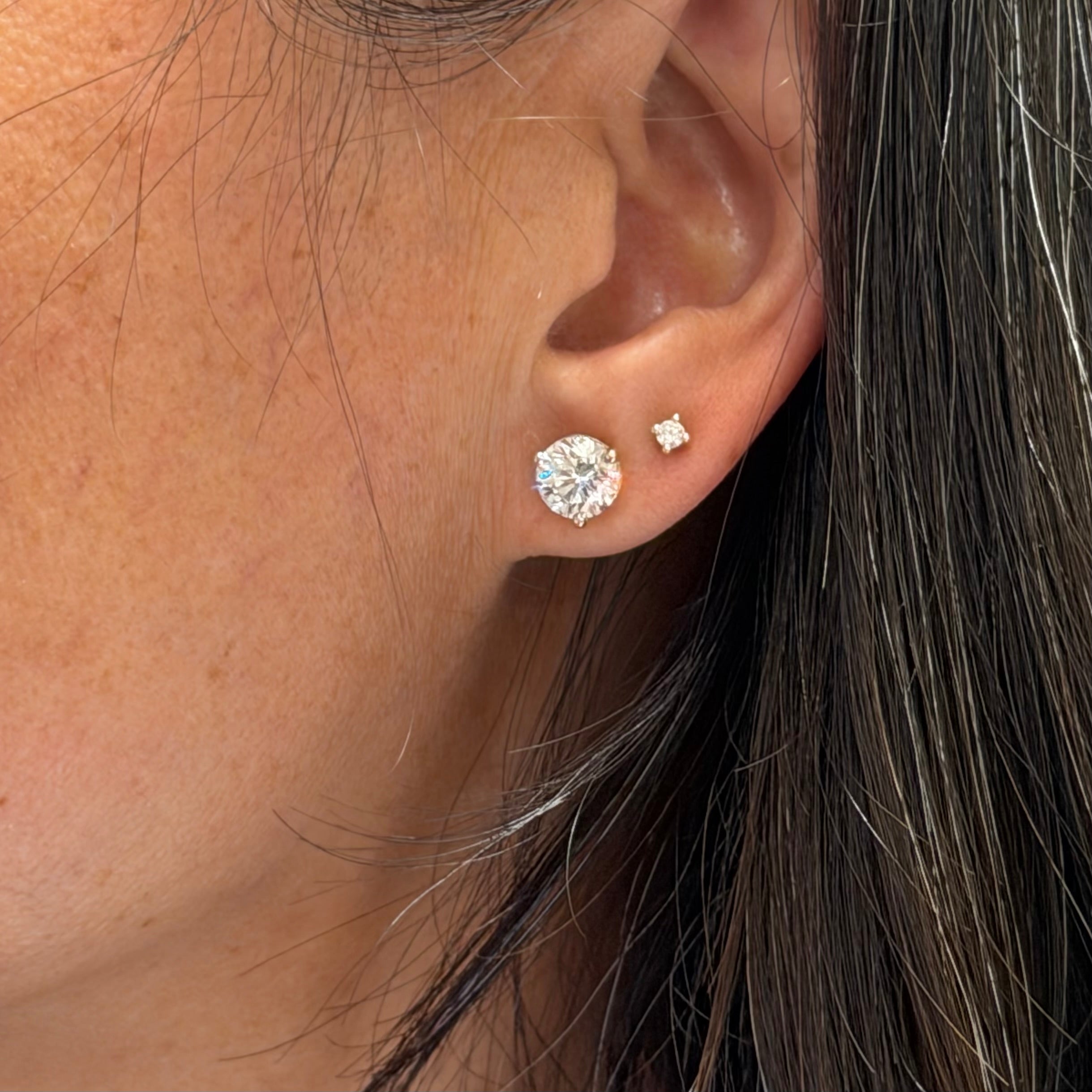 3 Carat Certified Lab-grown Diamond Studs 14K Yellow Gold