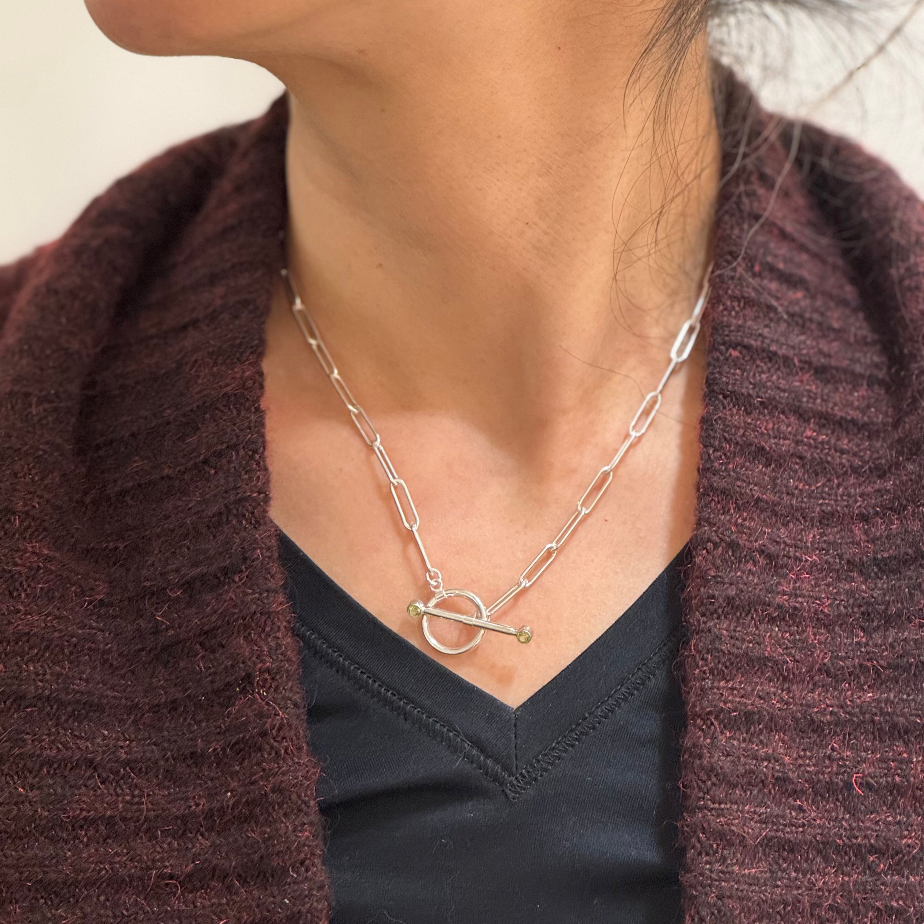 Sterling Sliver Paperclip Toggle Necklace