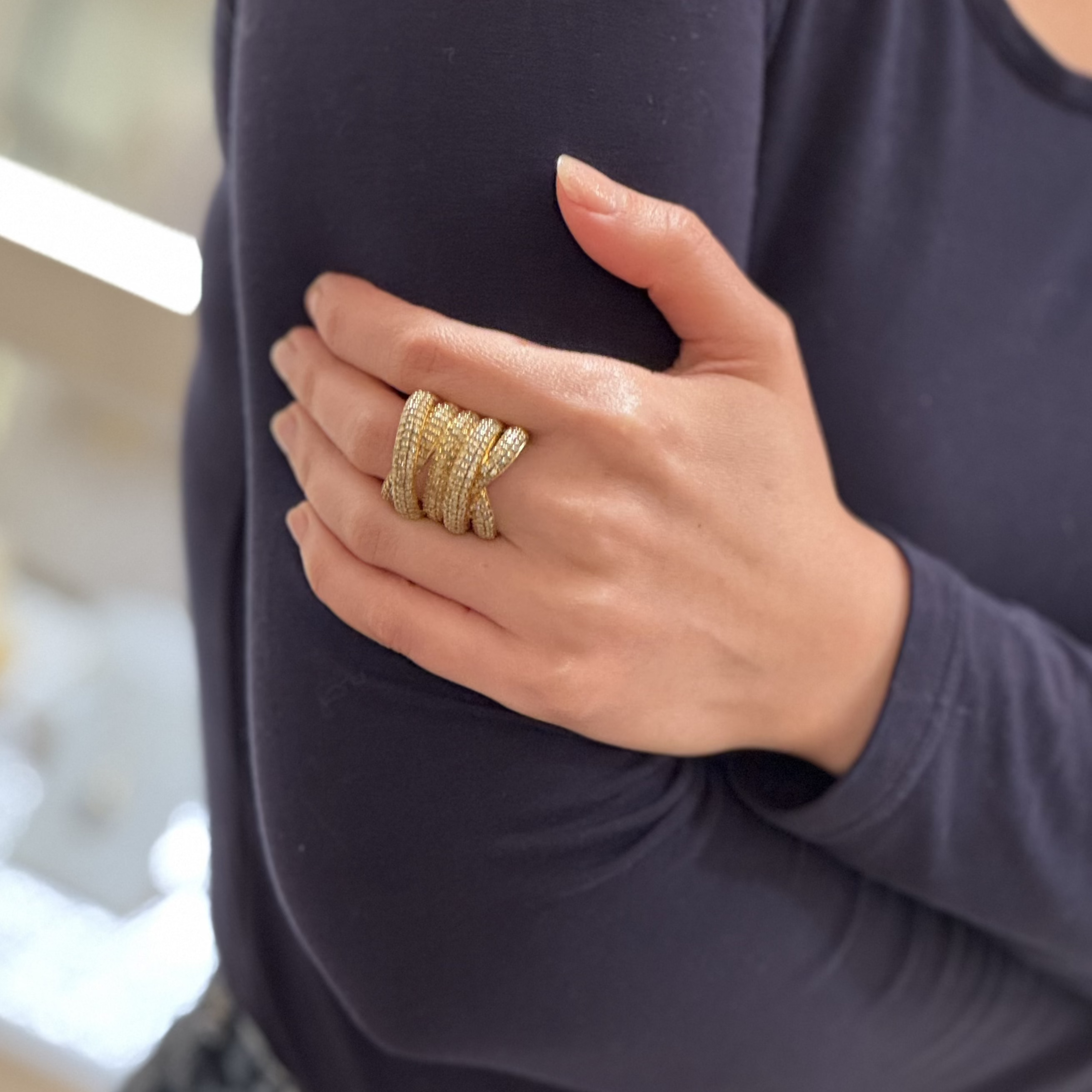 Diamond Spiral Gold Ring