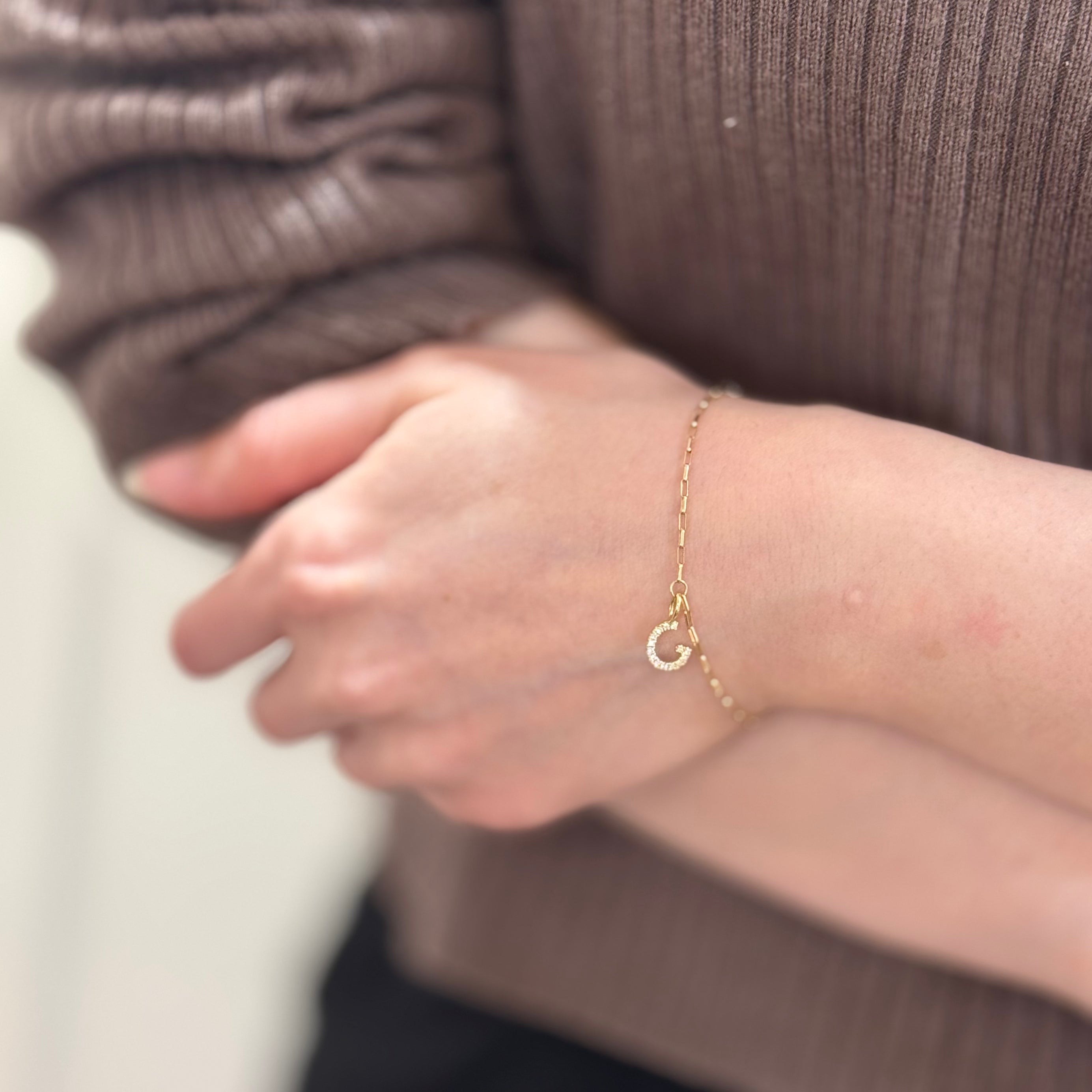 Diamond Initial Bracelet in 14k