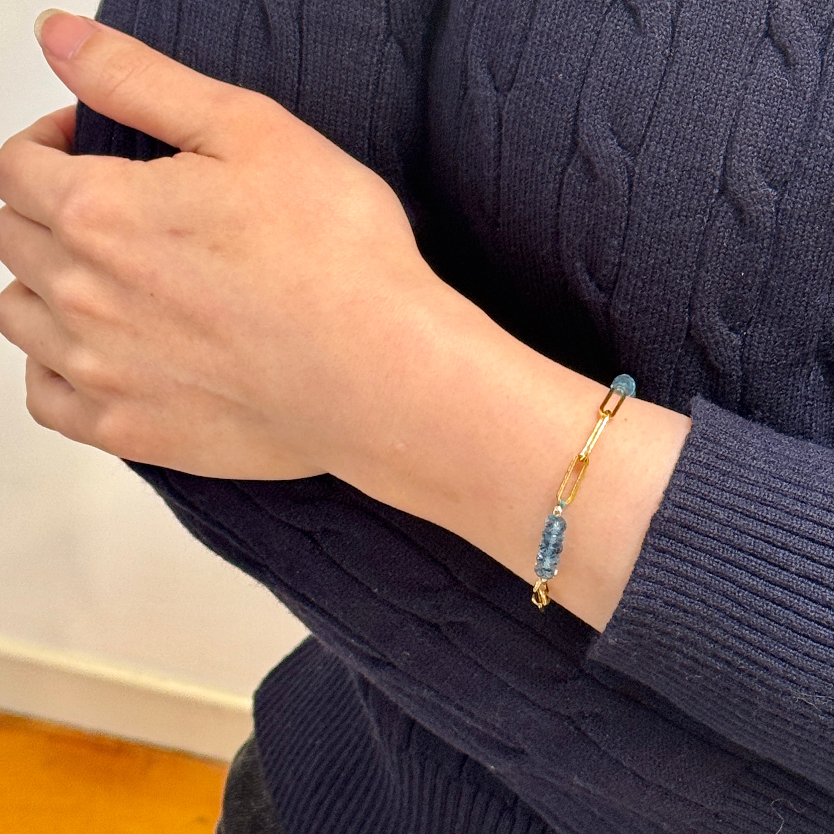 Gemmy Gem Paperclip Gold Bracelet