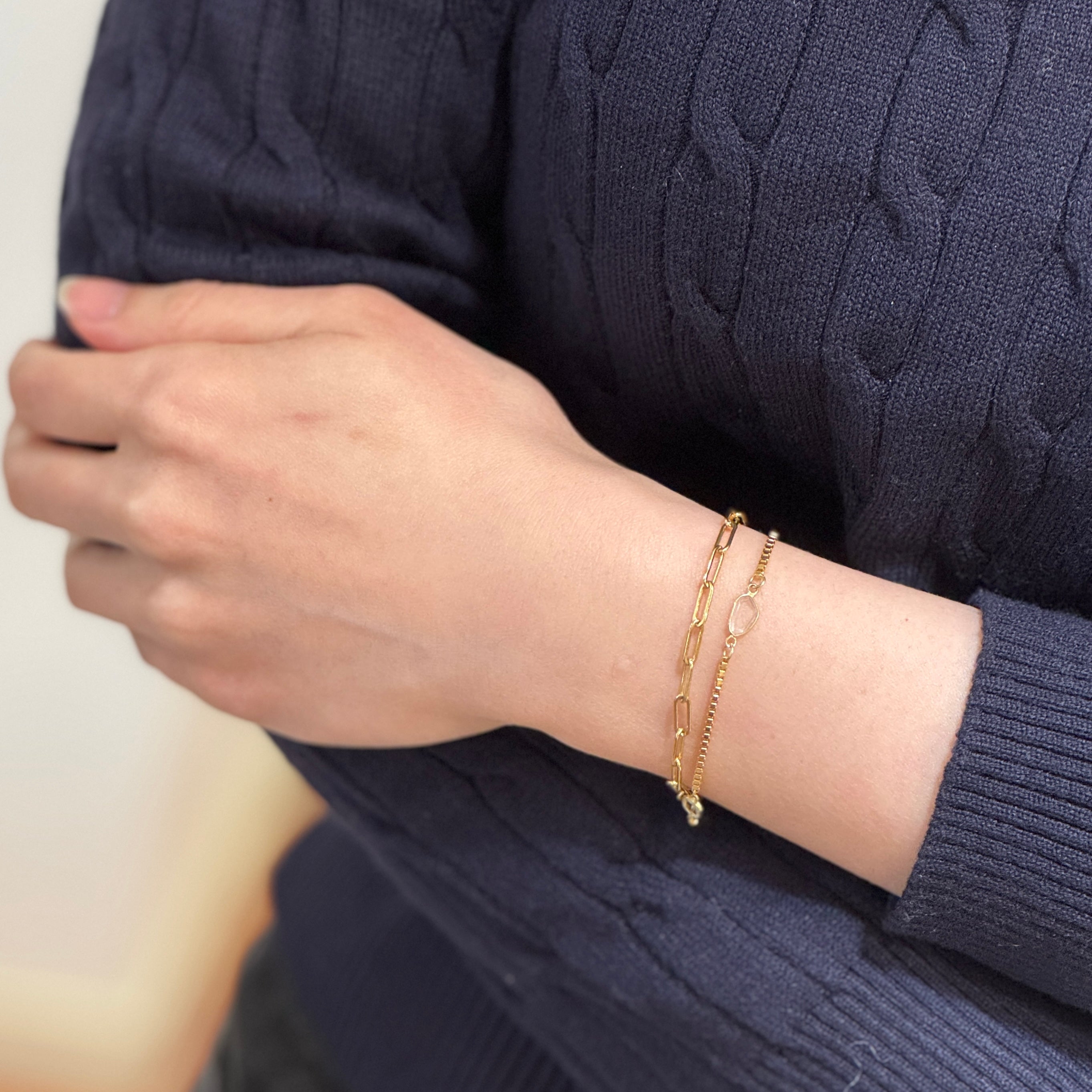 Moissanite Double Chain Paperclip Bracelet