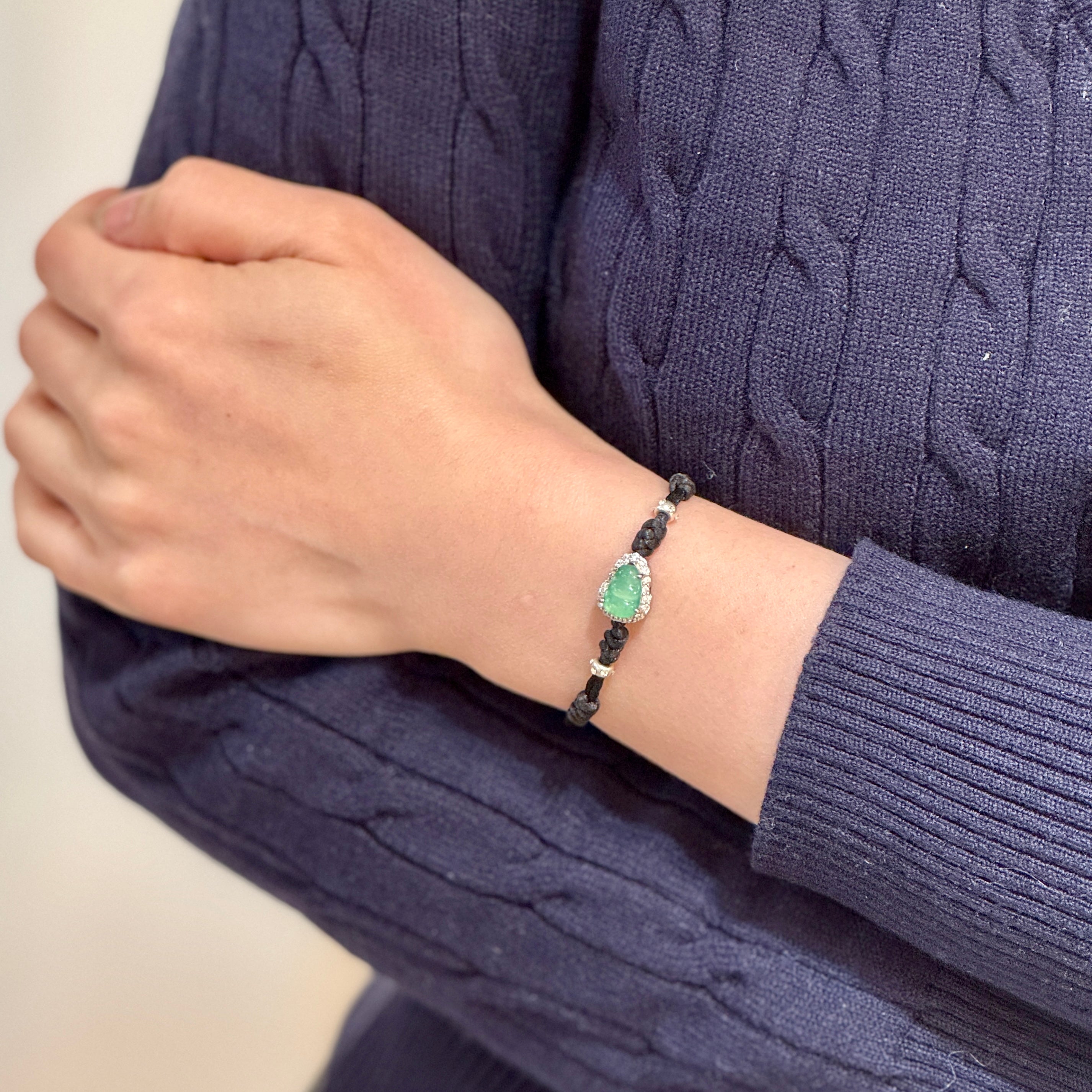 Sparkly Lucky Jade Macrame Bracelet