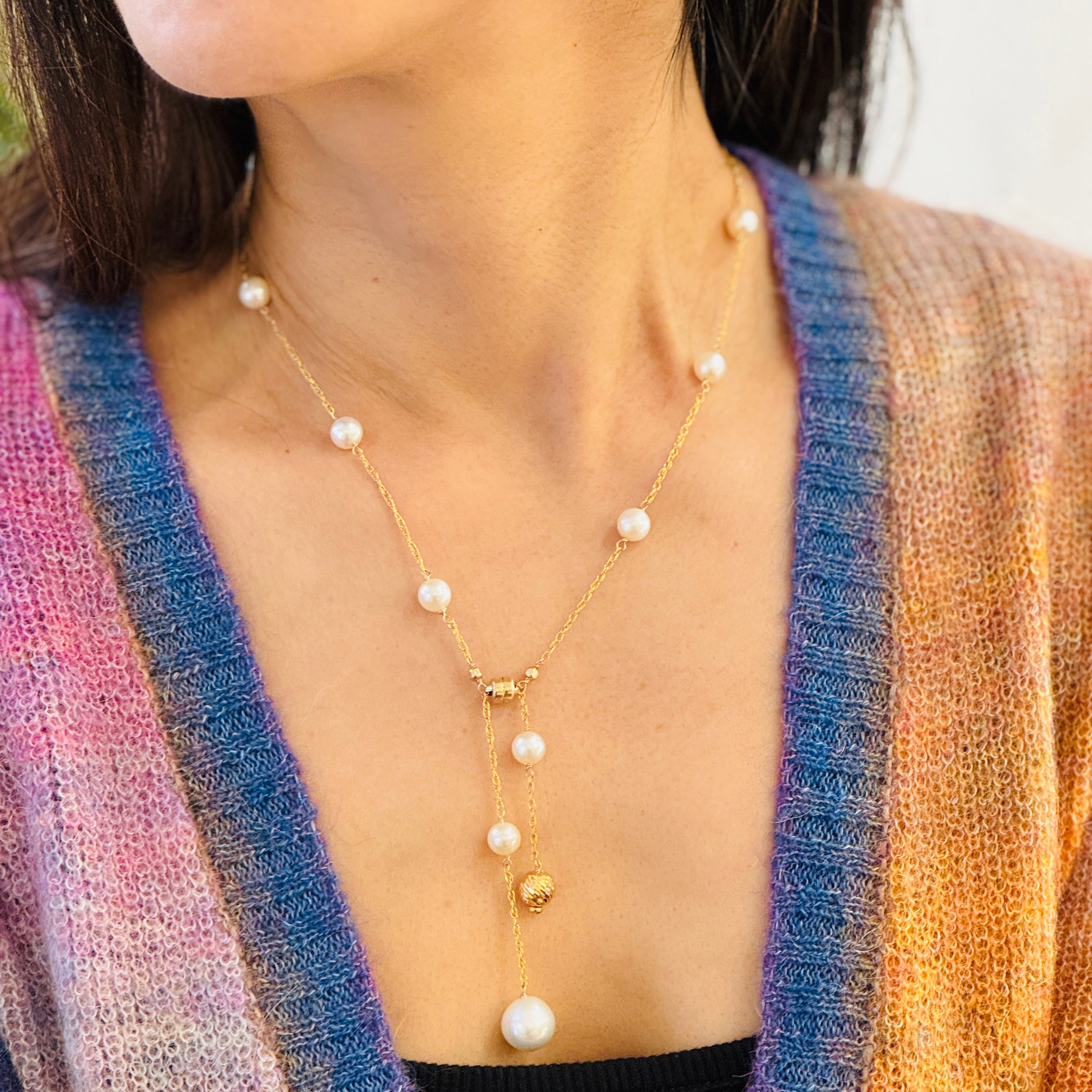 Kelly Gem Lariat Drop Necklace