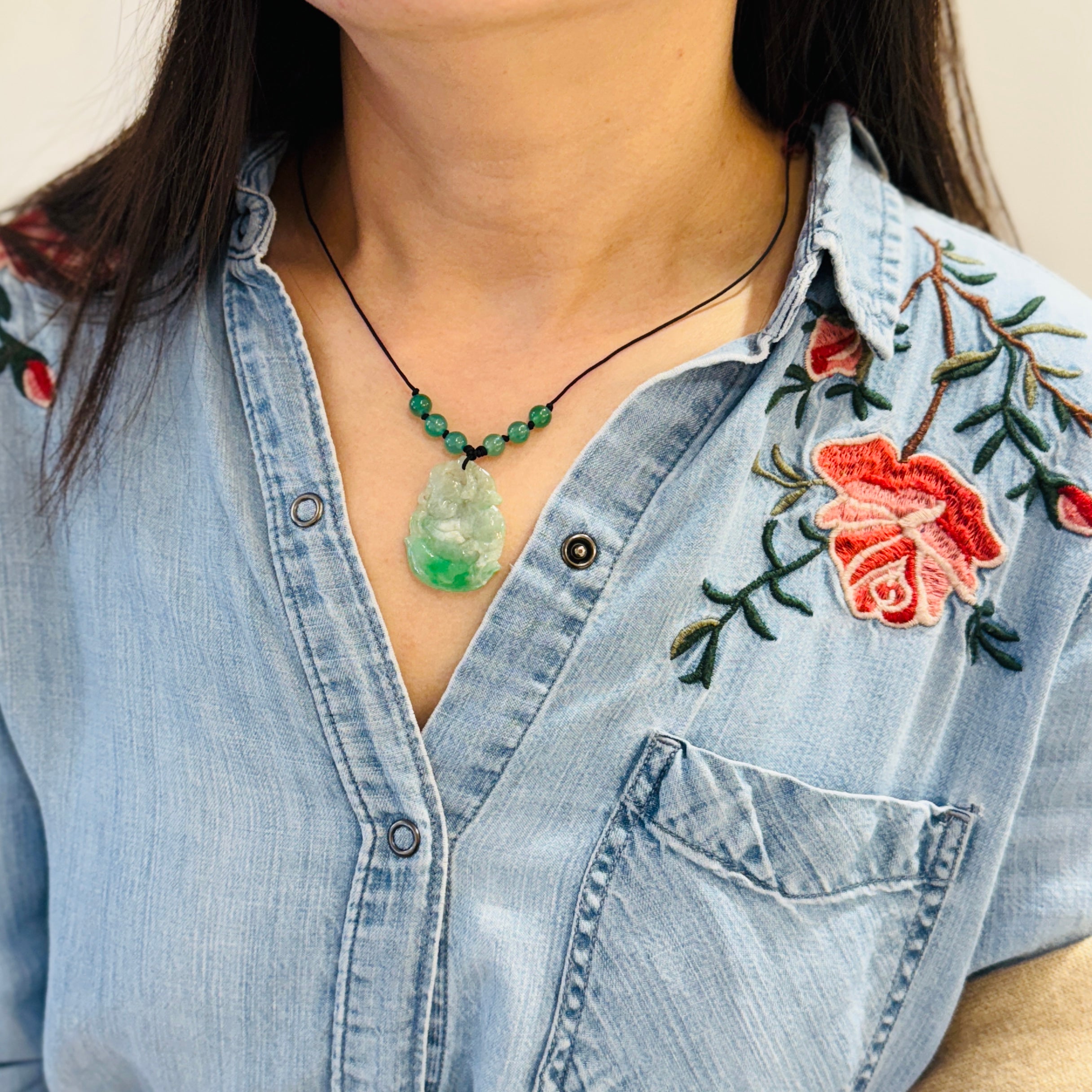 Jade Pendant Macrame Necklace