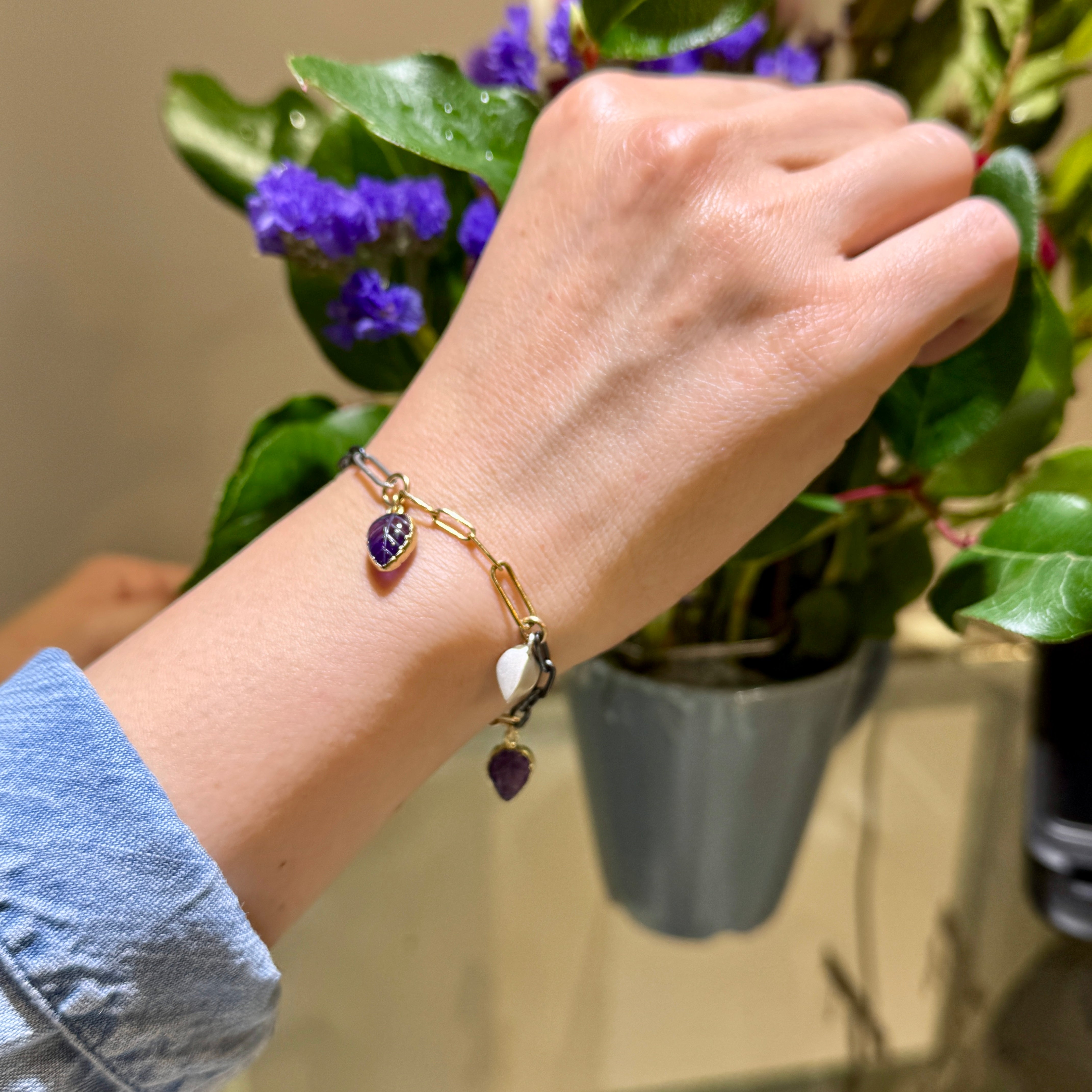 Leaf Mixed Metal Bracelet