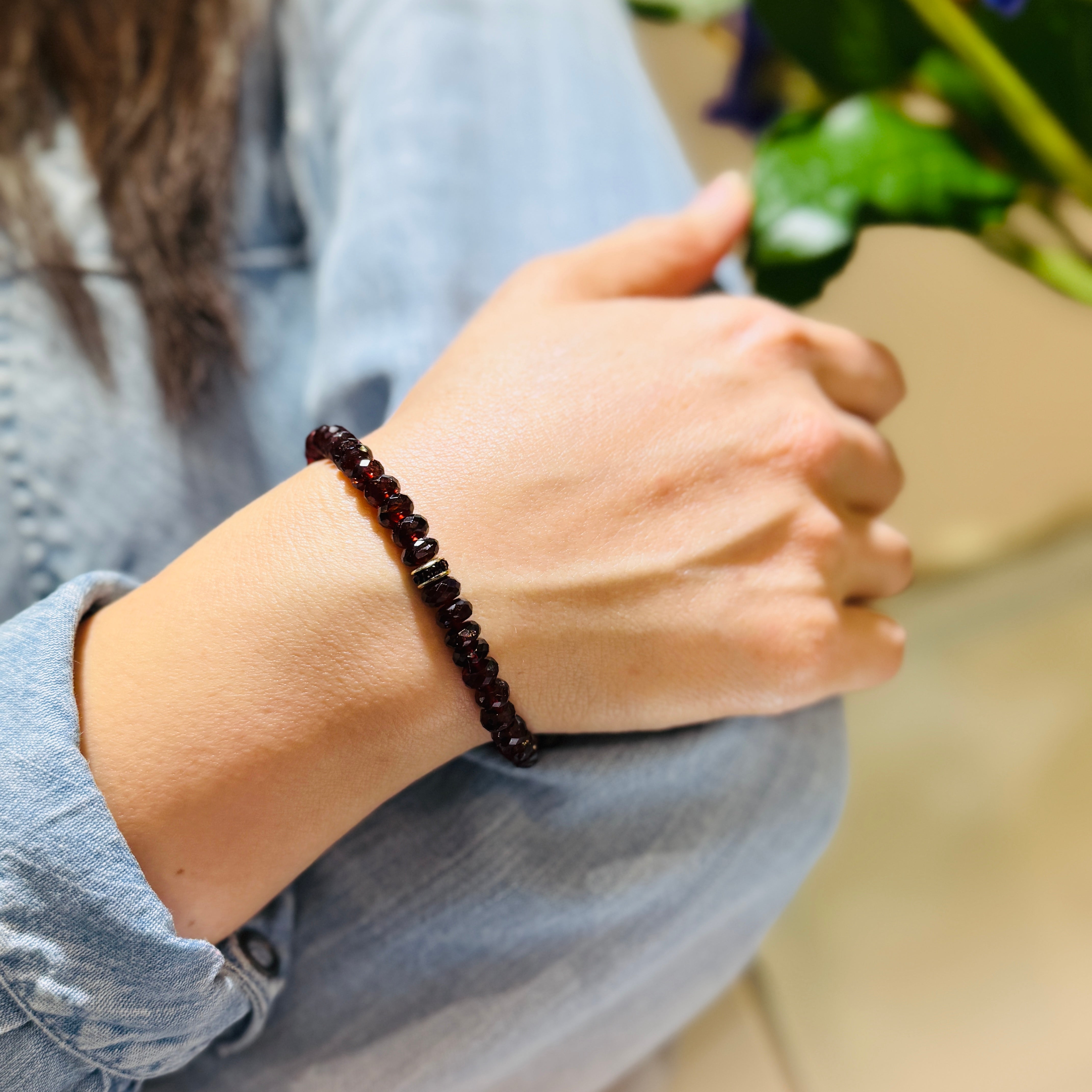 Garnet Row Macrame Bracelet