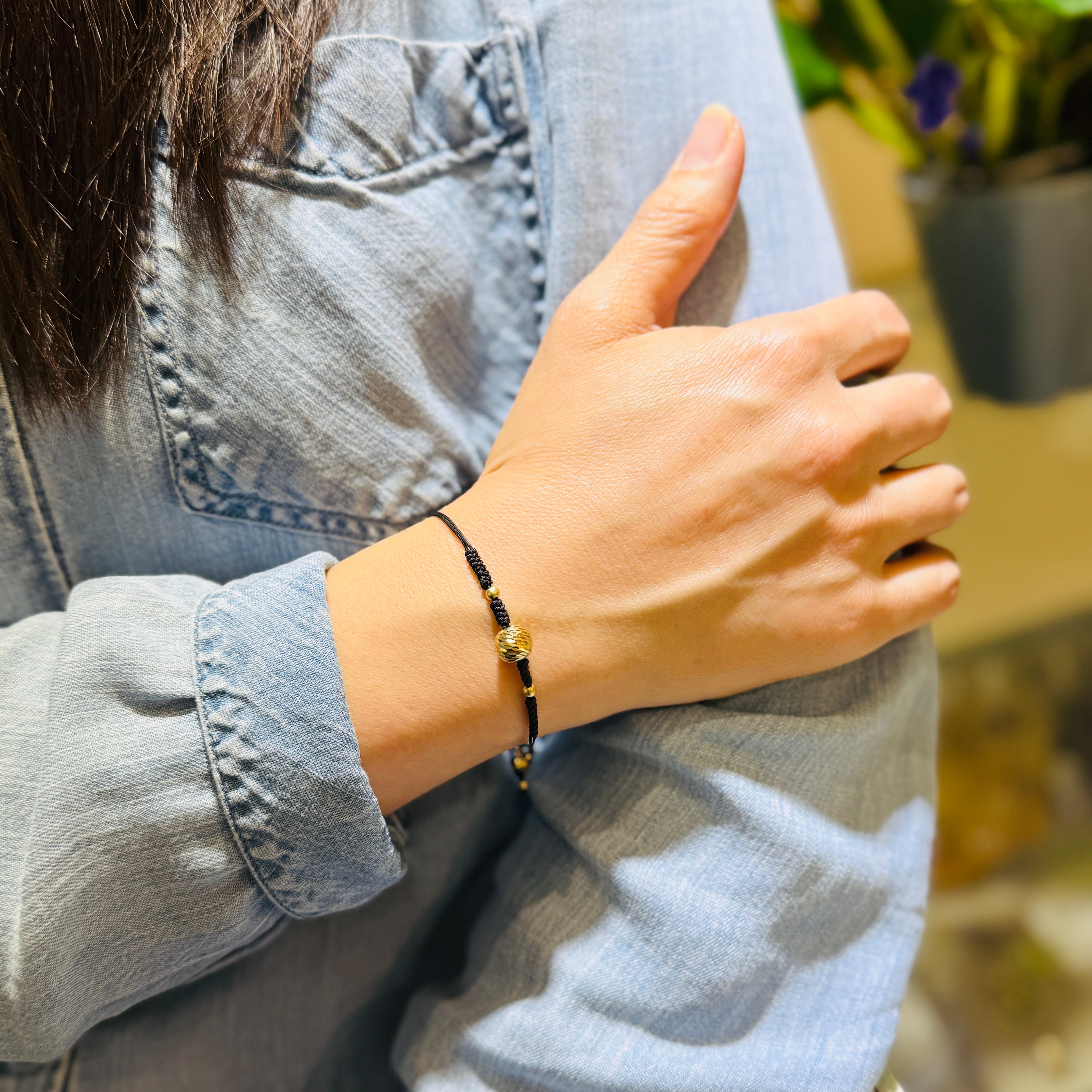 Golden Ball Macrame Bracelet