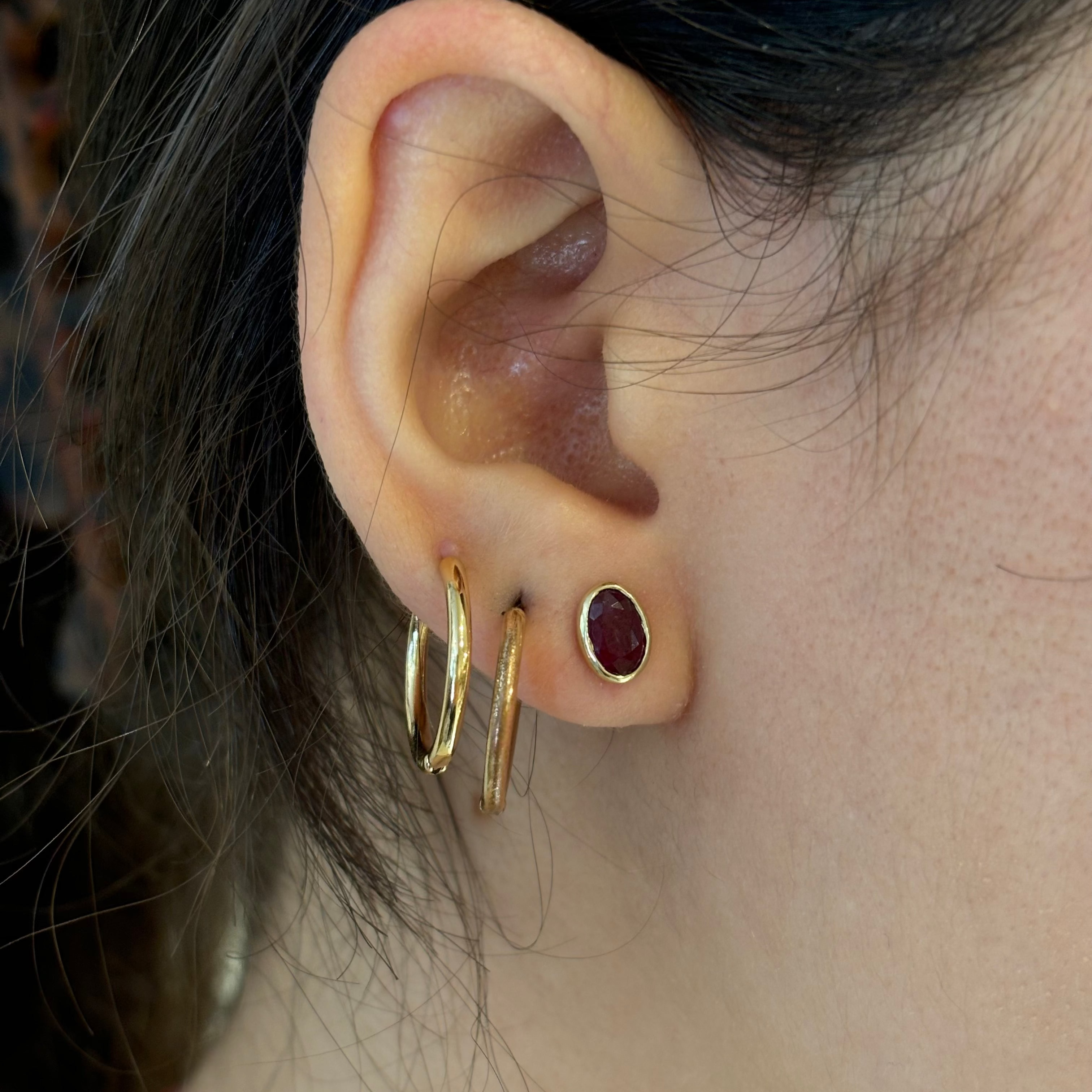 Ruby Oval Studs 14k