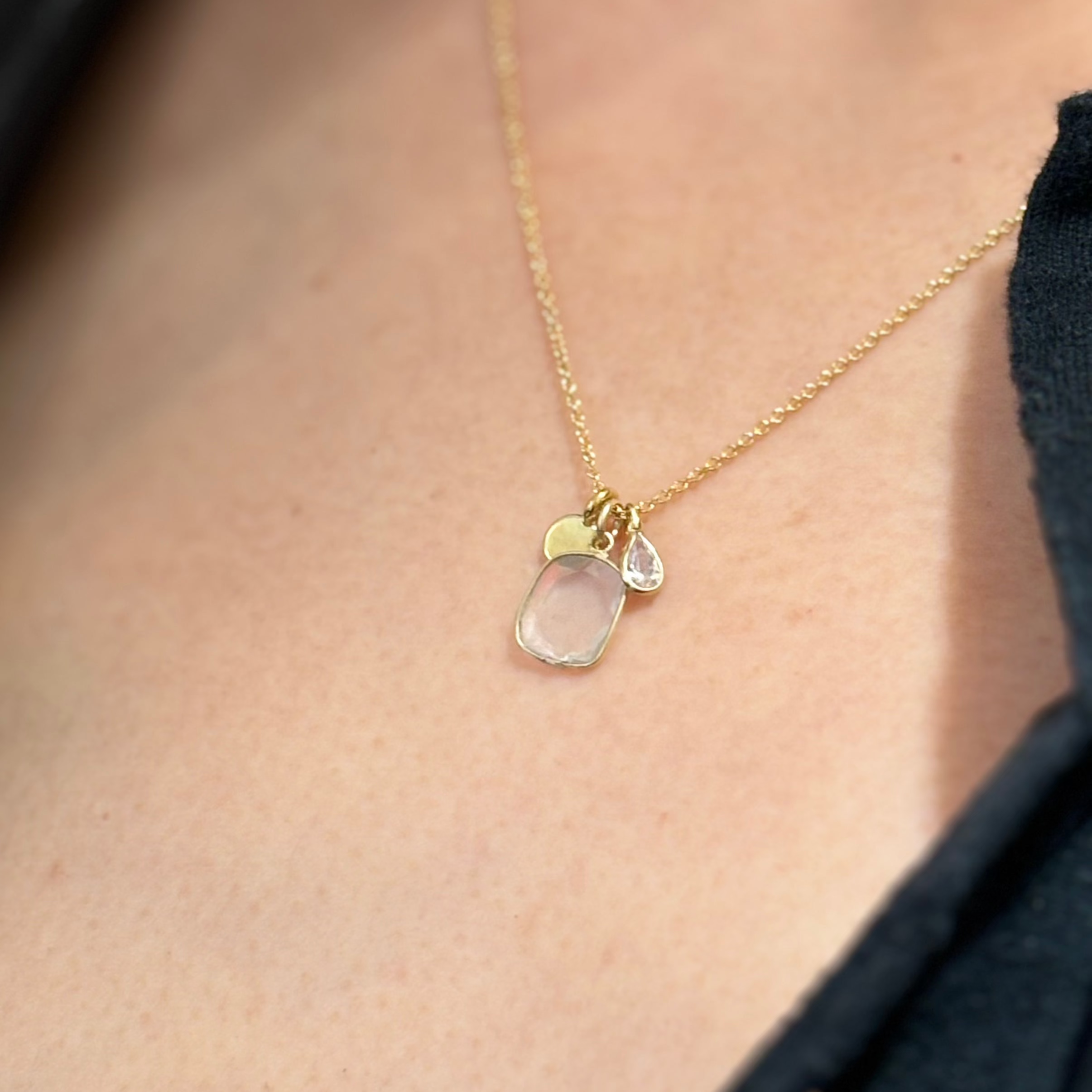 Trio Moissanite Gold Necklace