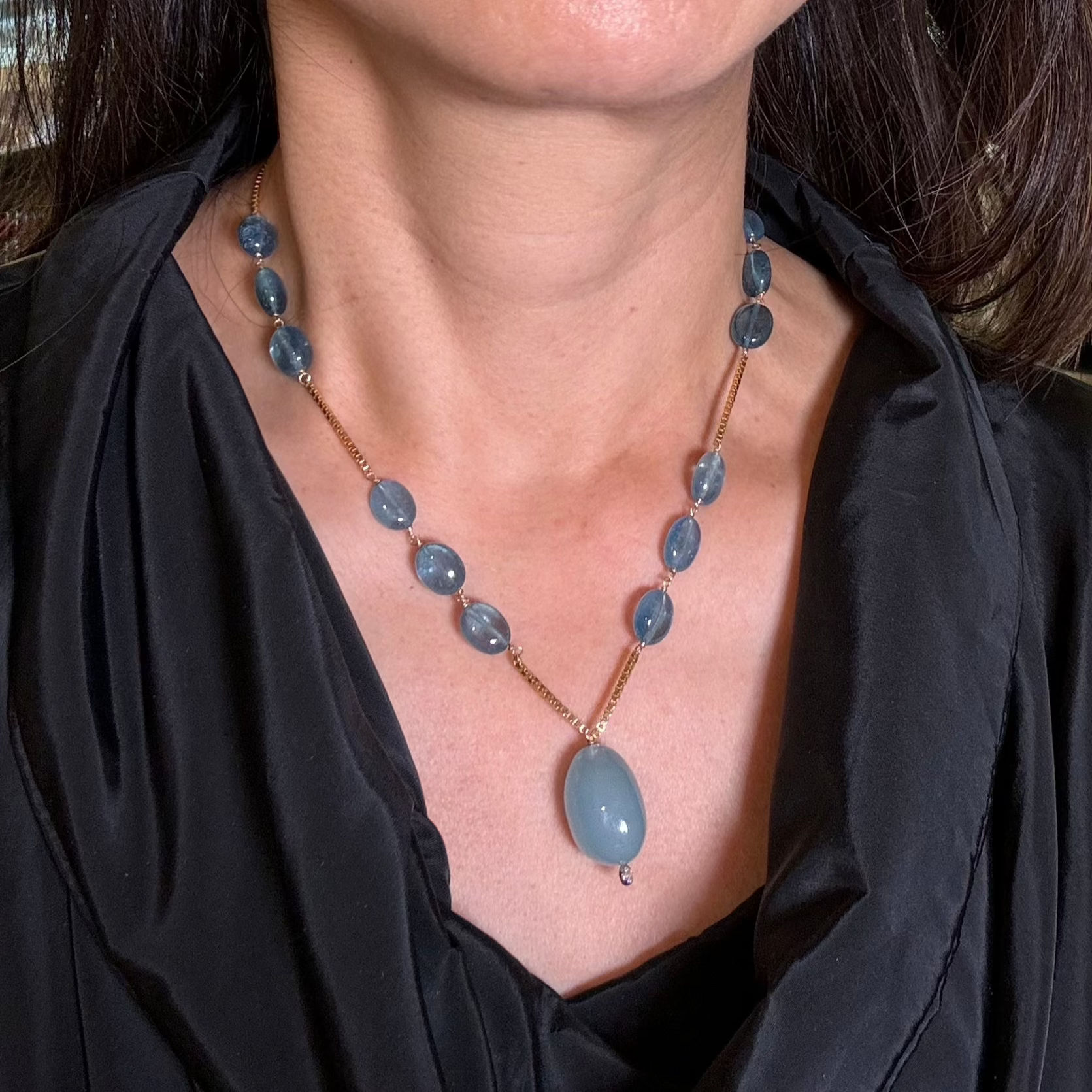 Aquamarine Bubble Drop Necklace