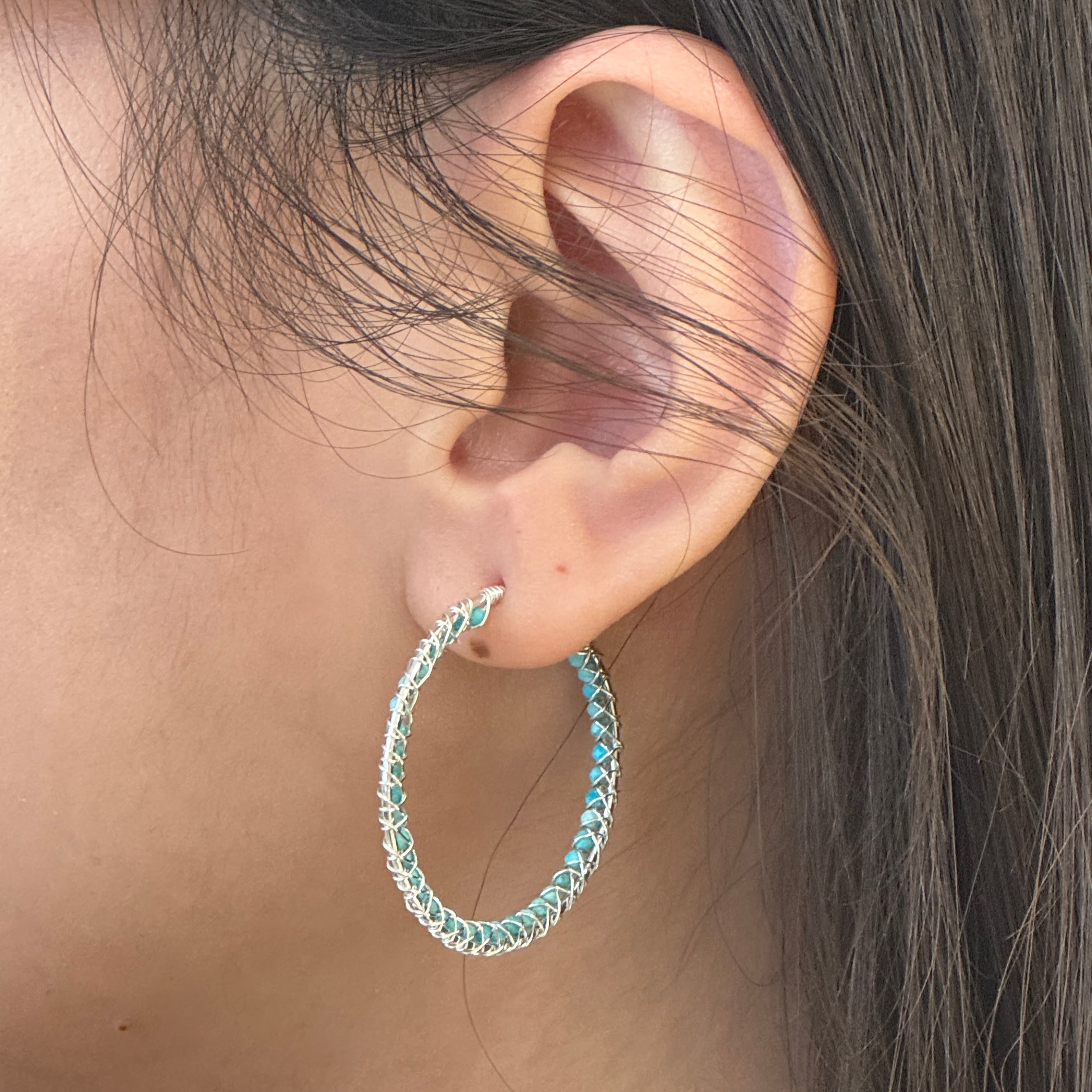 Inner Wrap Gem Hoops Earrings