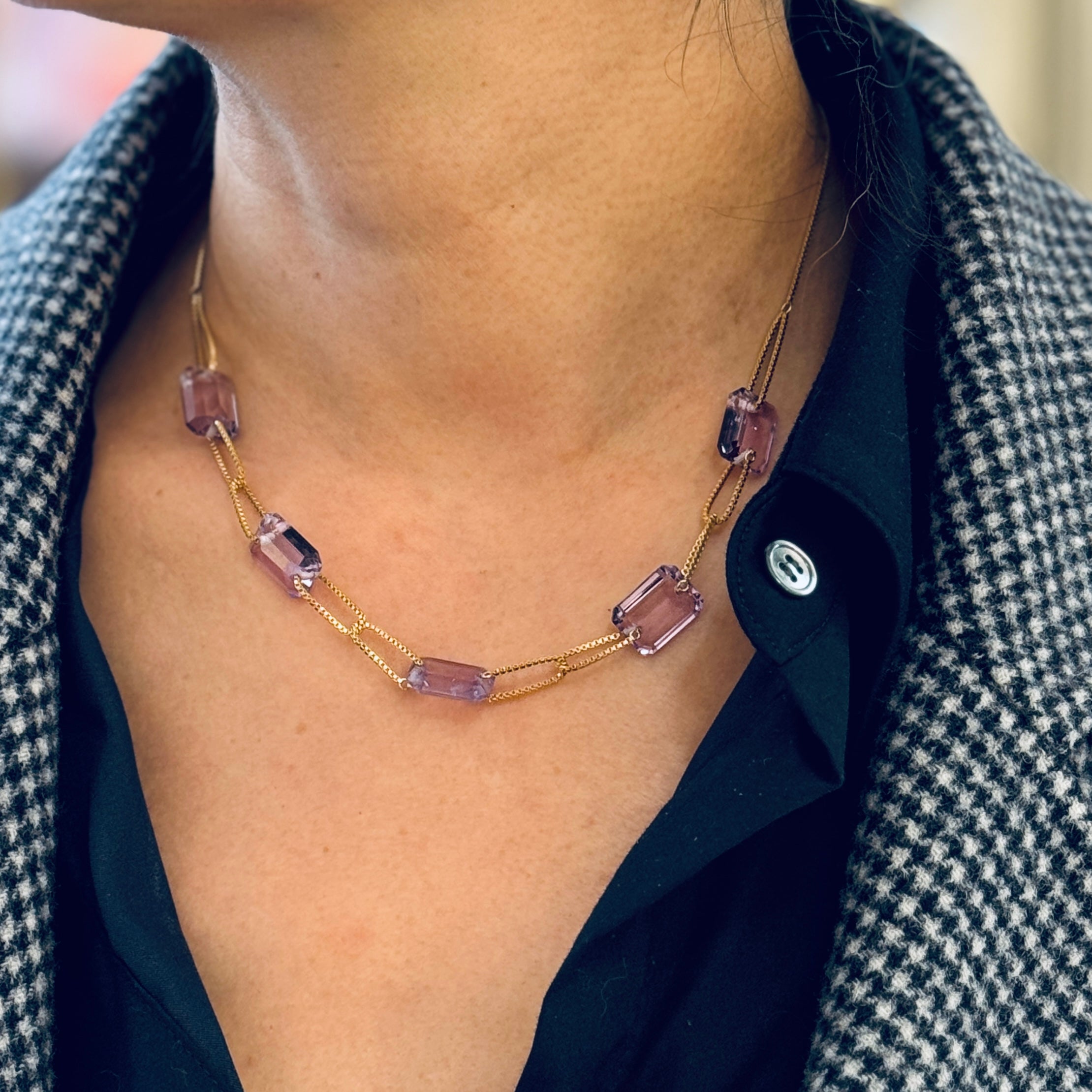 Avery Purple Amethyst Gold Necklace