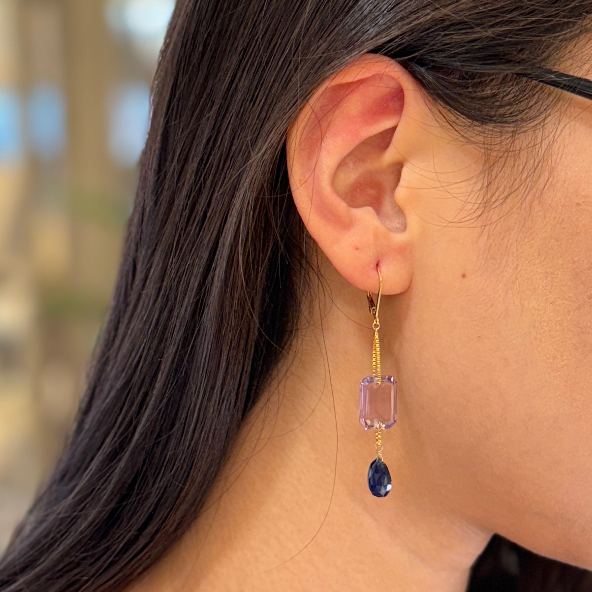 Avery Amethyst London Blue Topaz Earrings