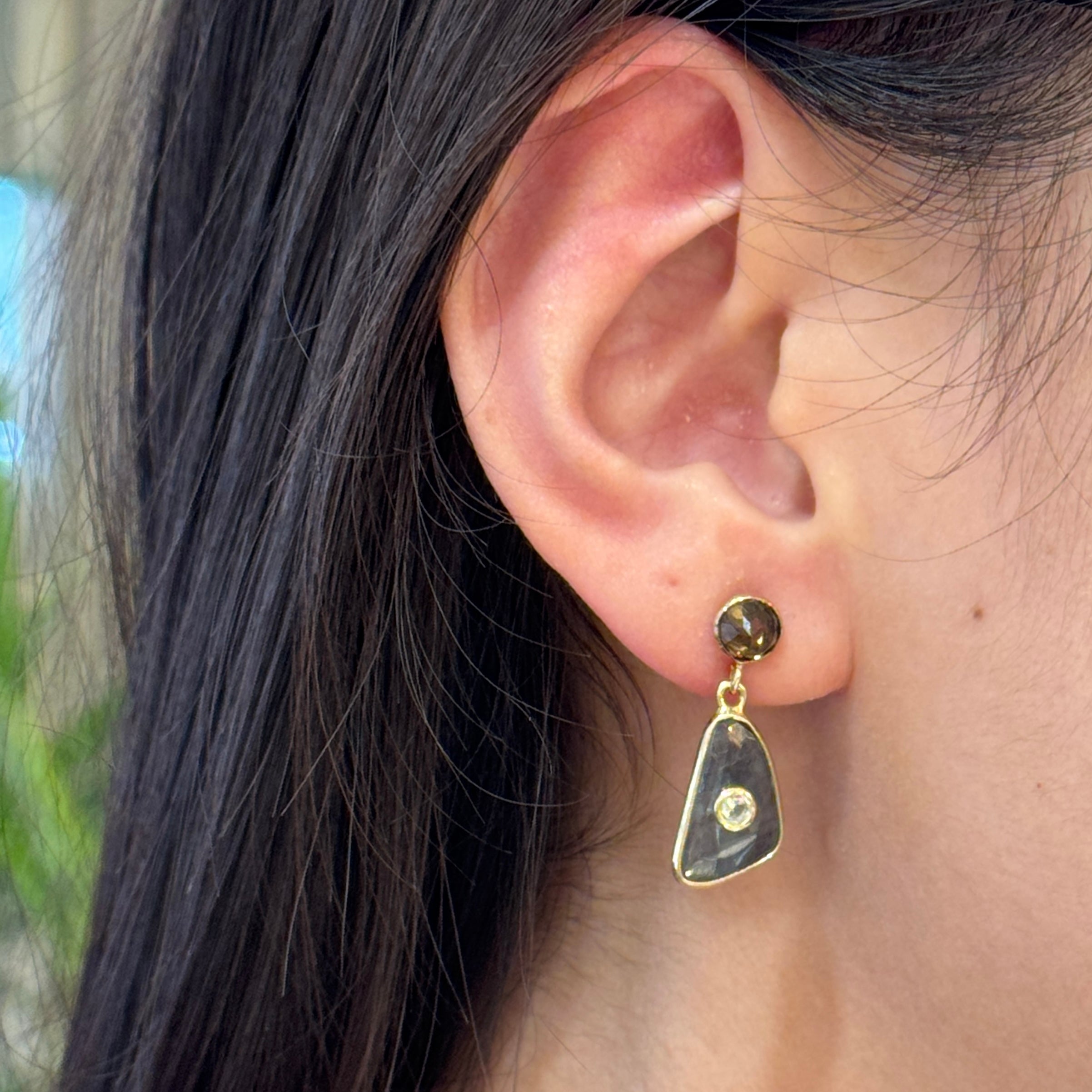 Magic Portal Sparkly Smoky Quartz Post Earrings