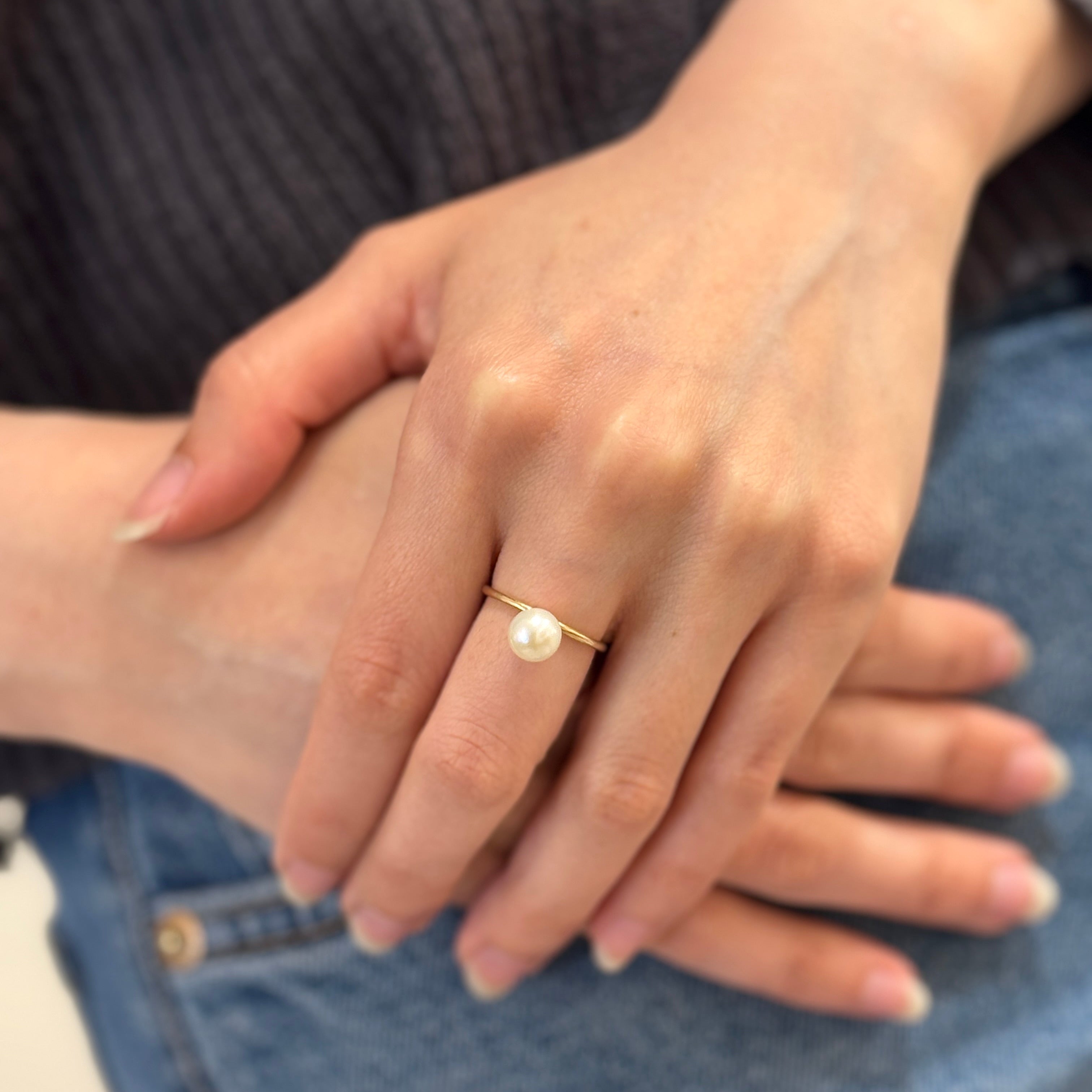 Simply Solo Pearl Ring-14k Gold