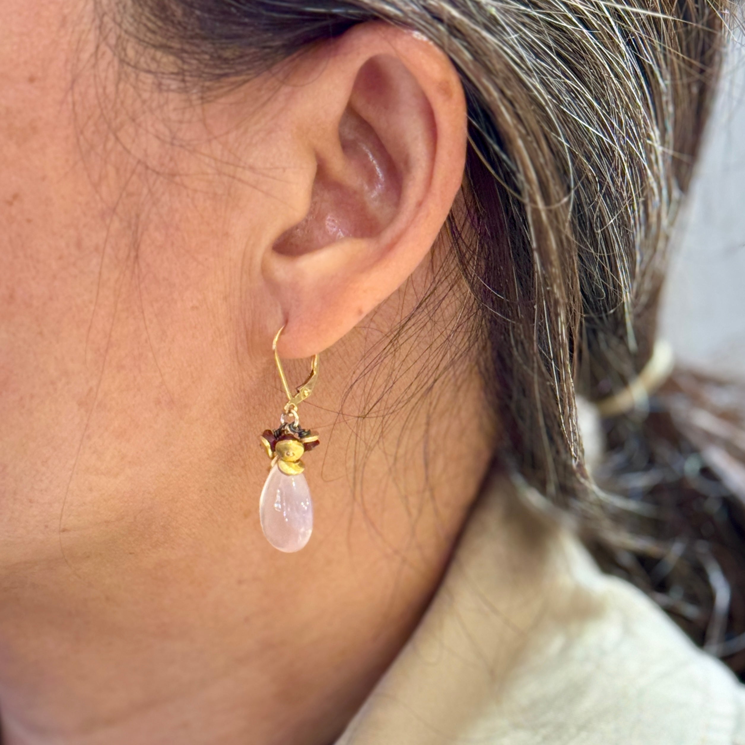 Earrings Of Lakshmi - Rose Quartz