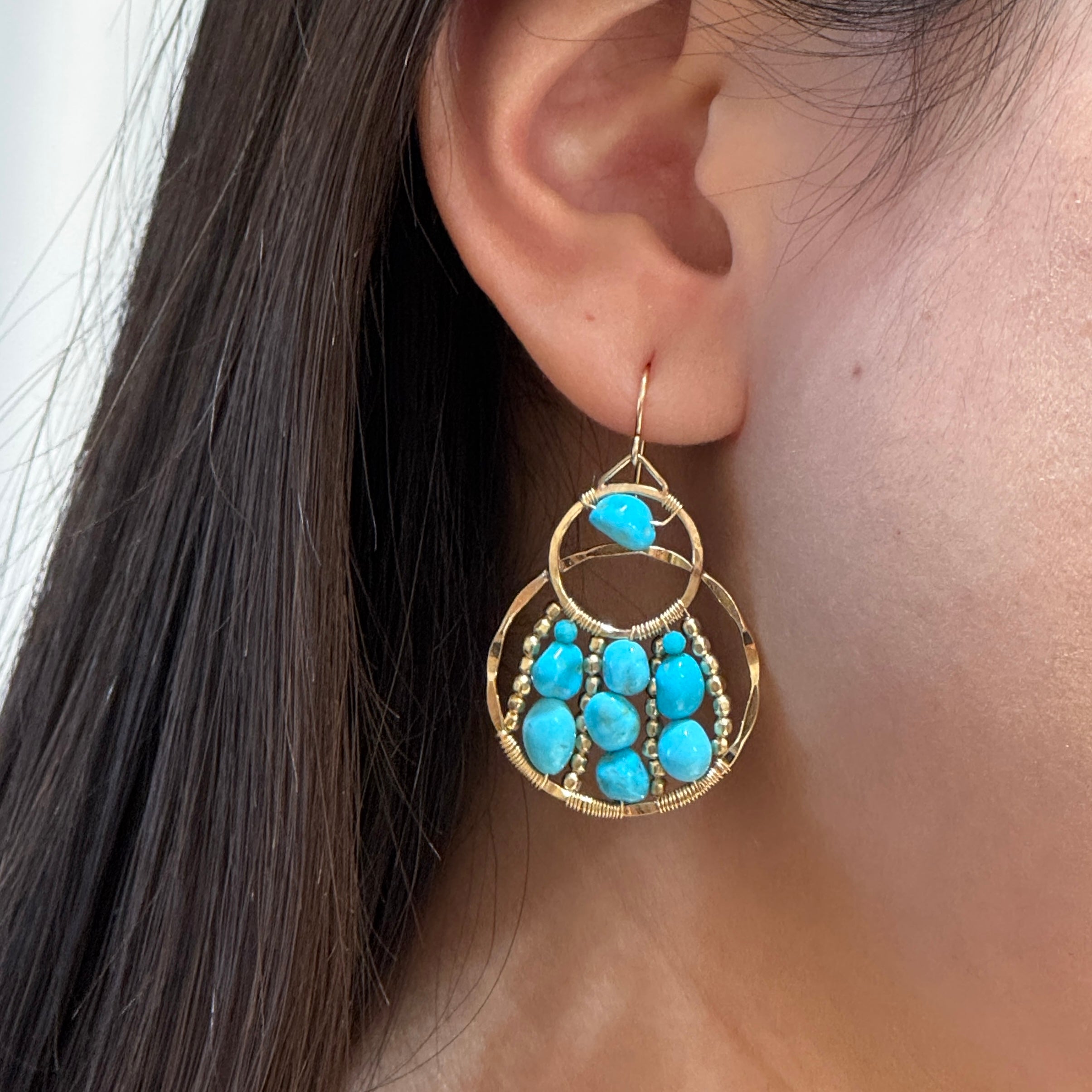 Puffy Beads Double Hoops Earrings