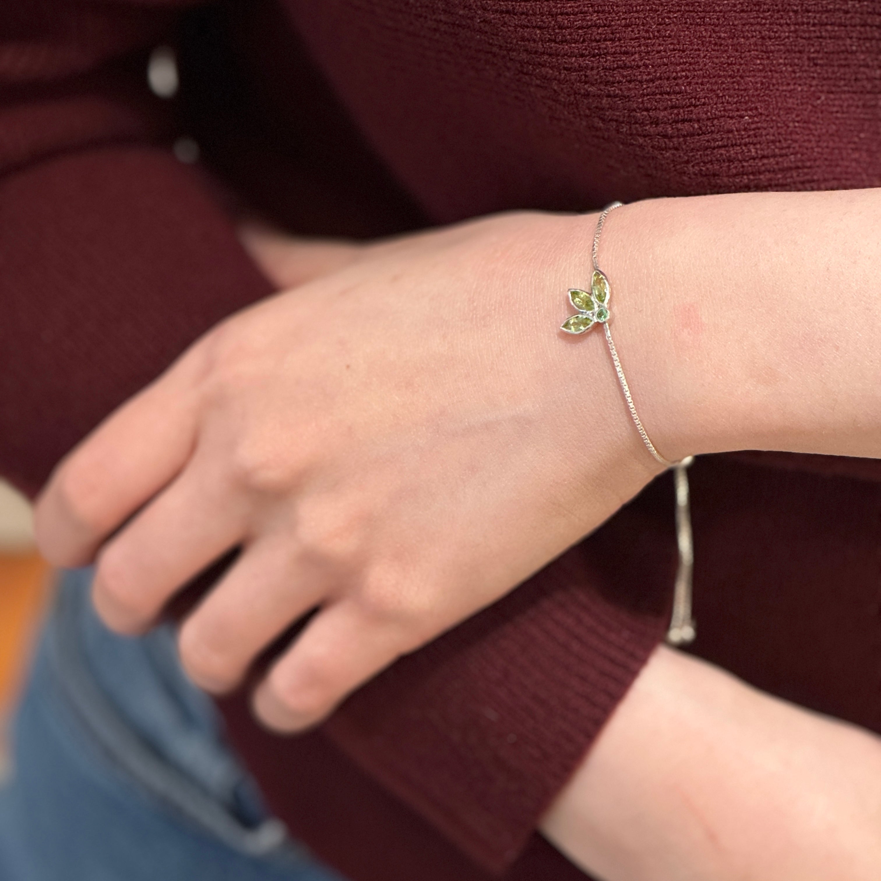Green Leaf Silver Bracelet