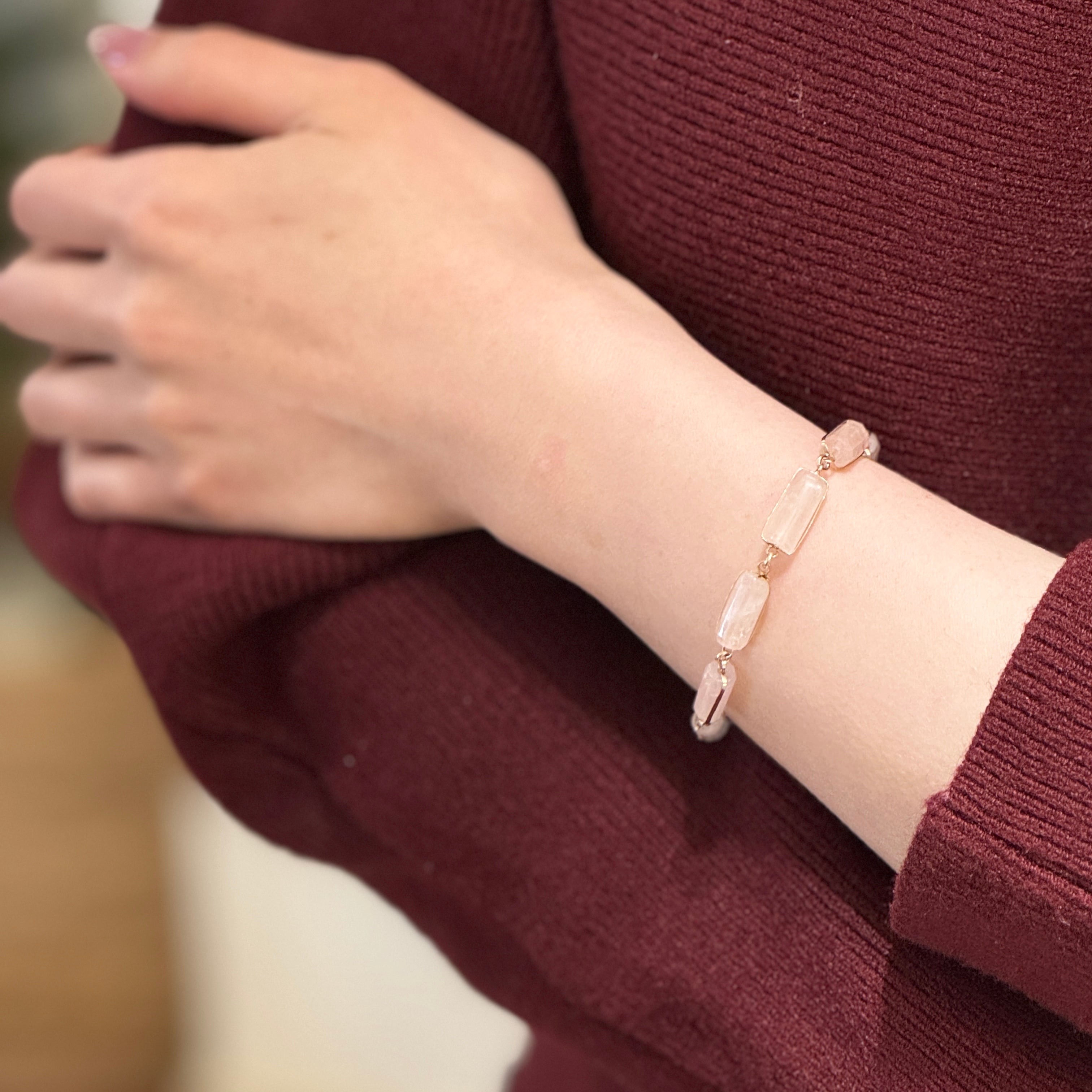 Emma Rose Quartz Cylinder Bracelet
