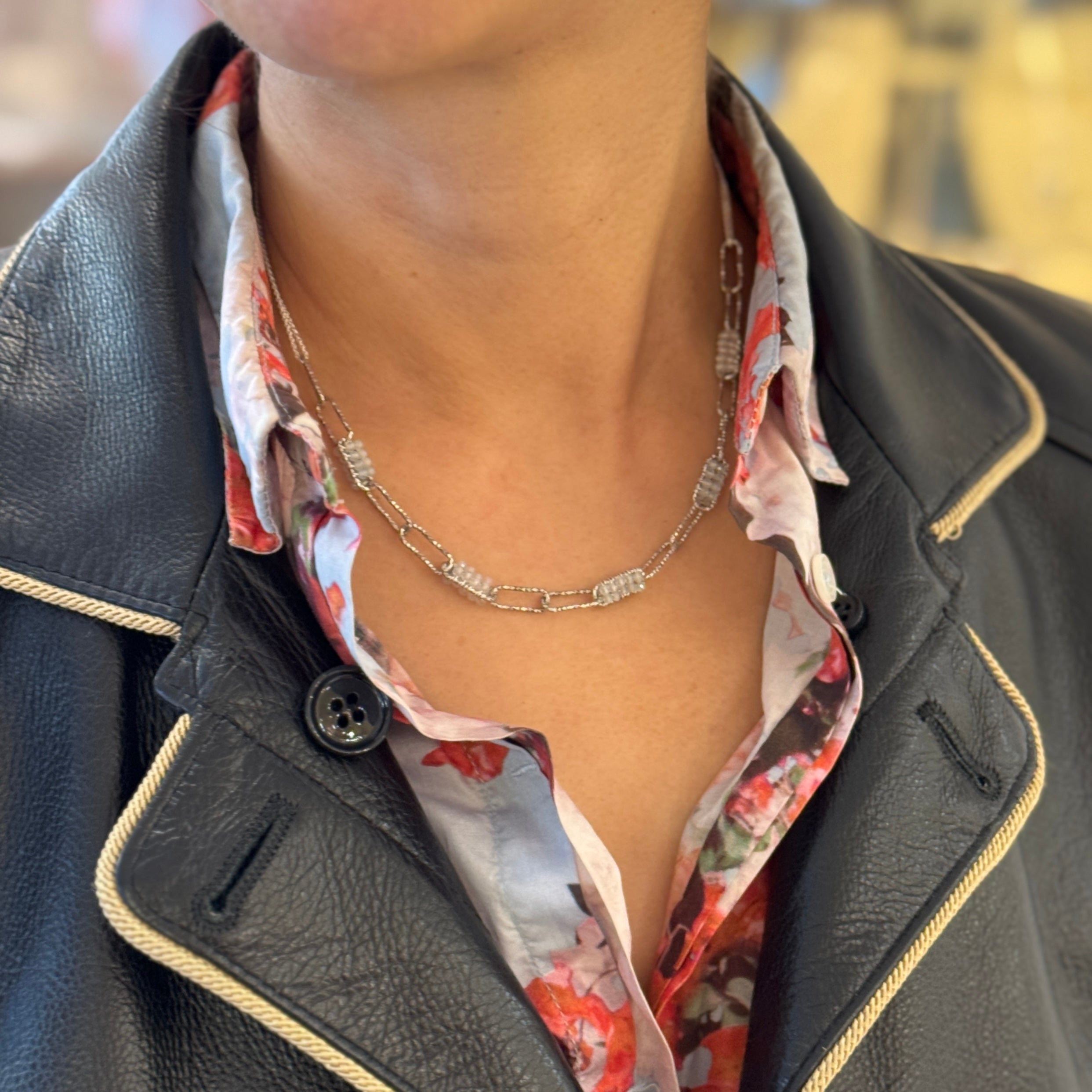 Polina Necklace - Silver Aquamarine