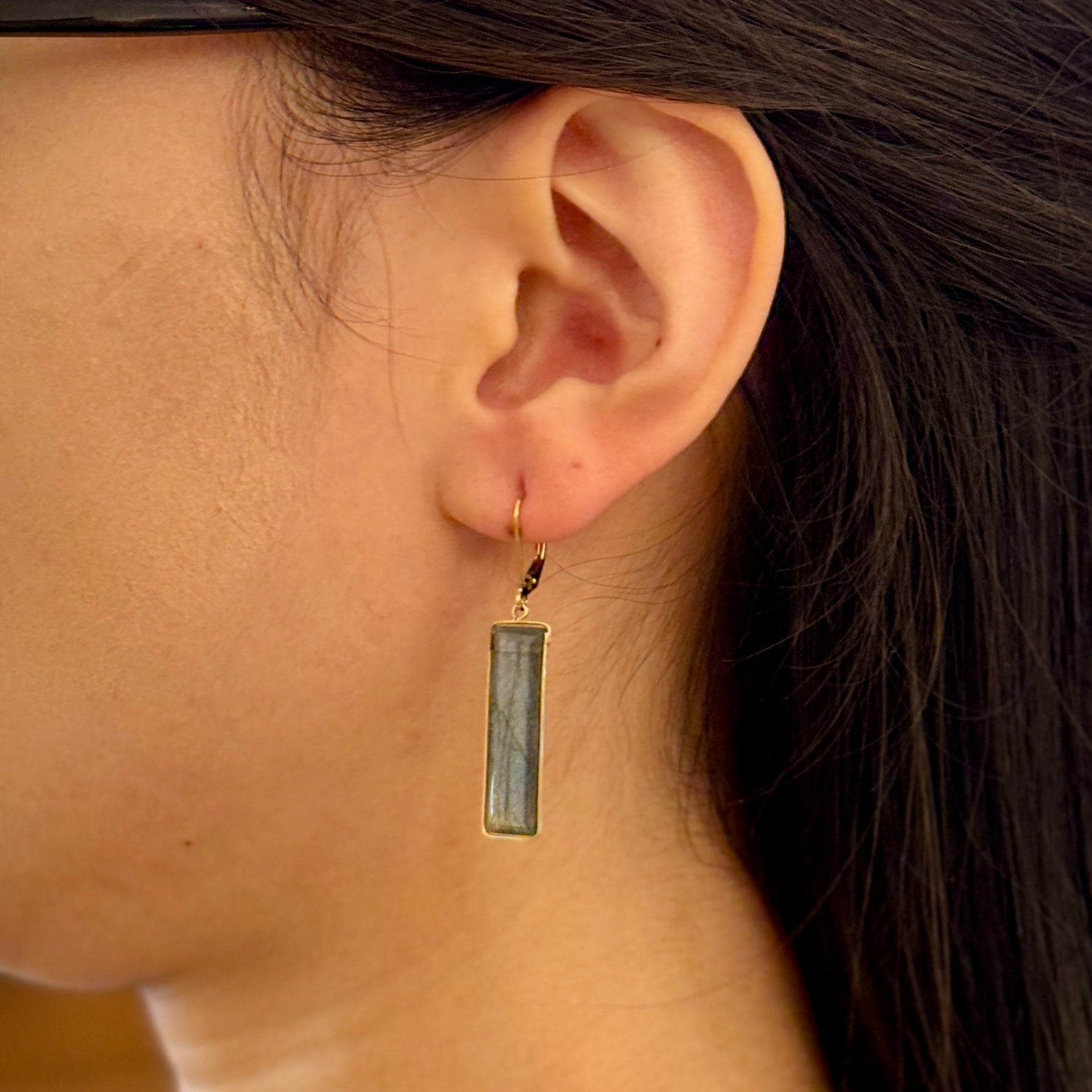 Rectangle Labradorite Drop Earrings