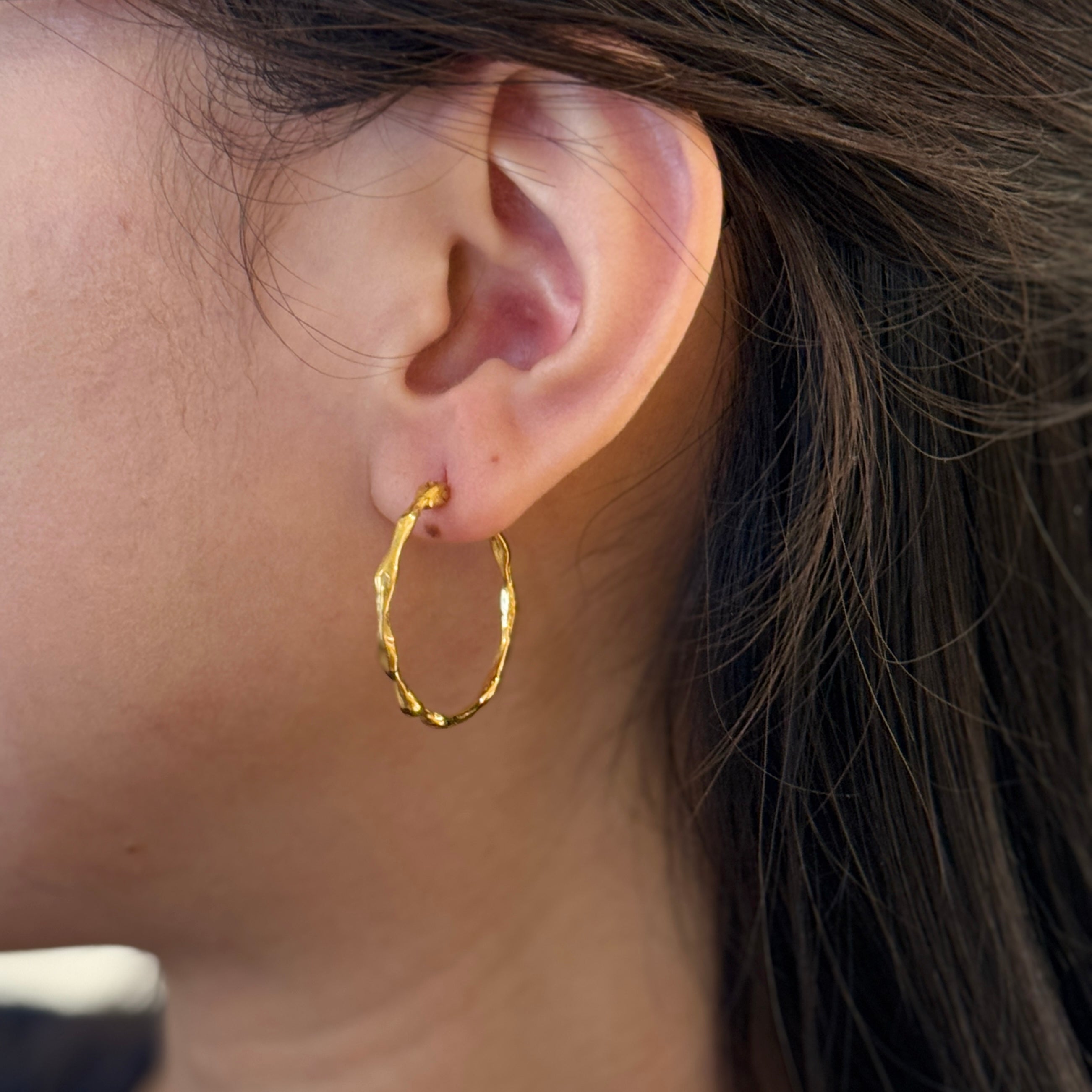 Bamboo Circle Gold-plated Hoops