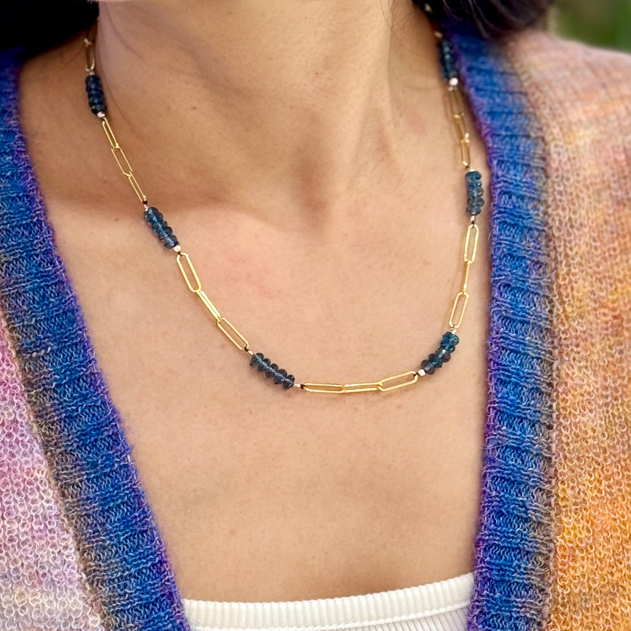 Gemmy Gem Paperclip Gold Necklace