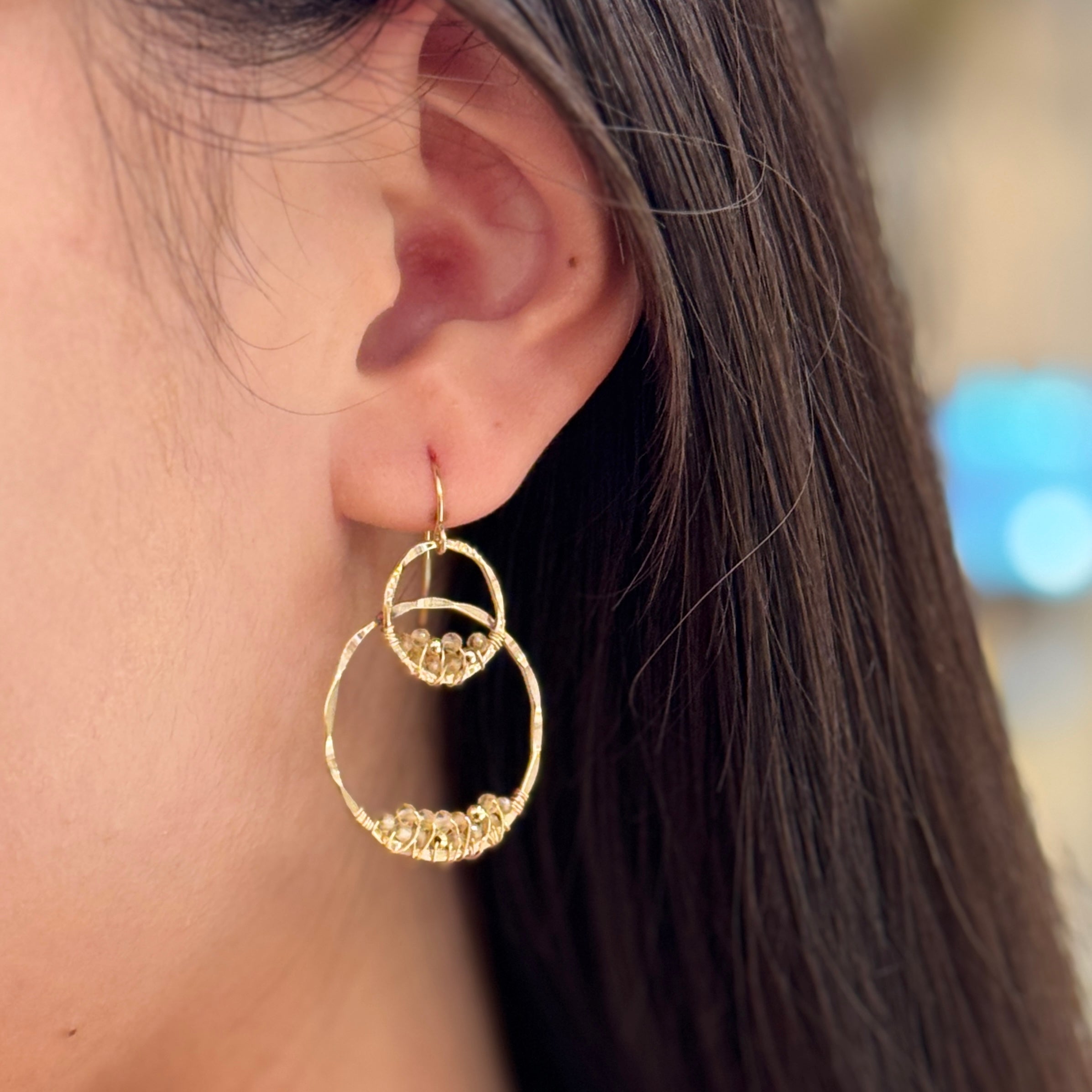 Duo Circle Gem Wired Earrings II