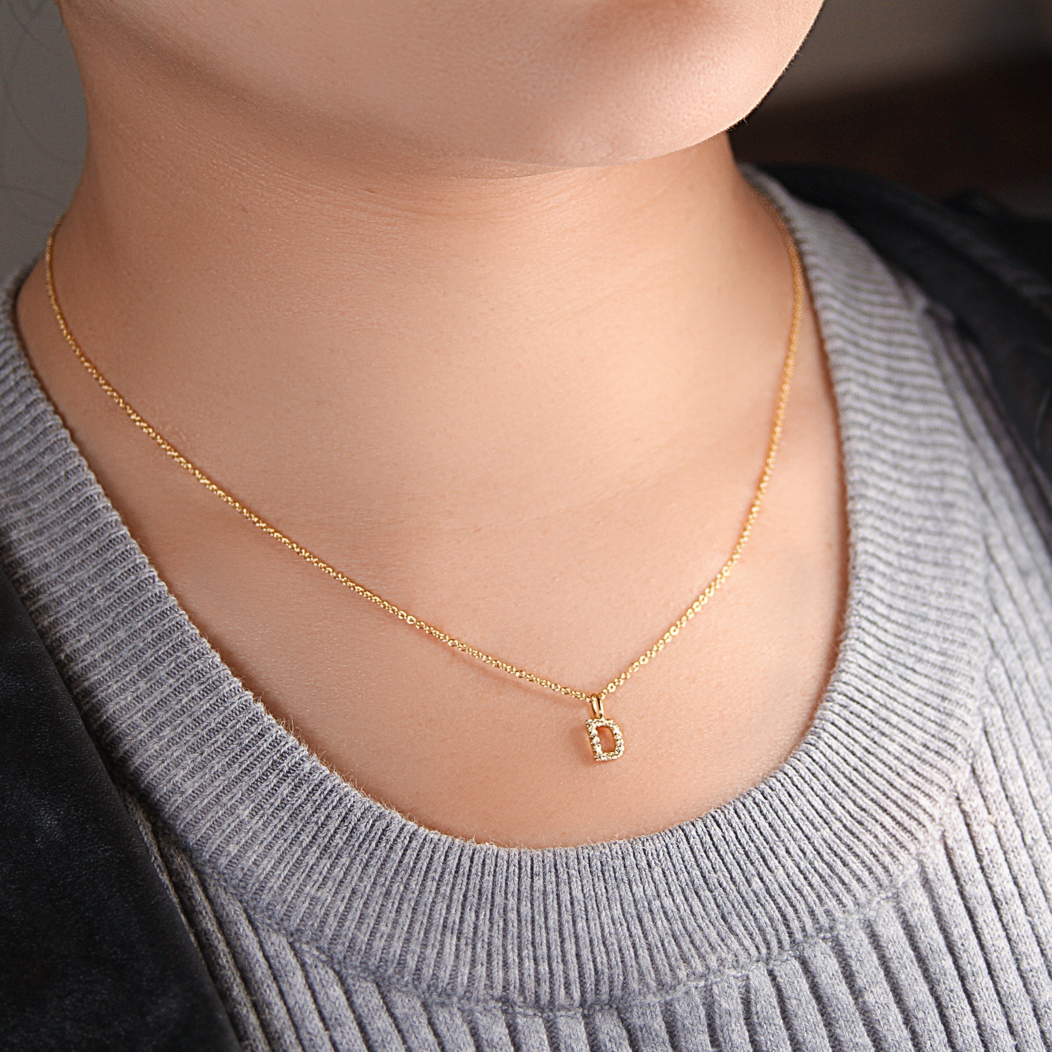 Diamond Initial Necklace in 14k