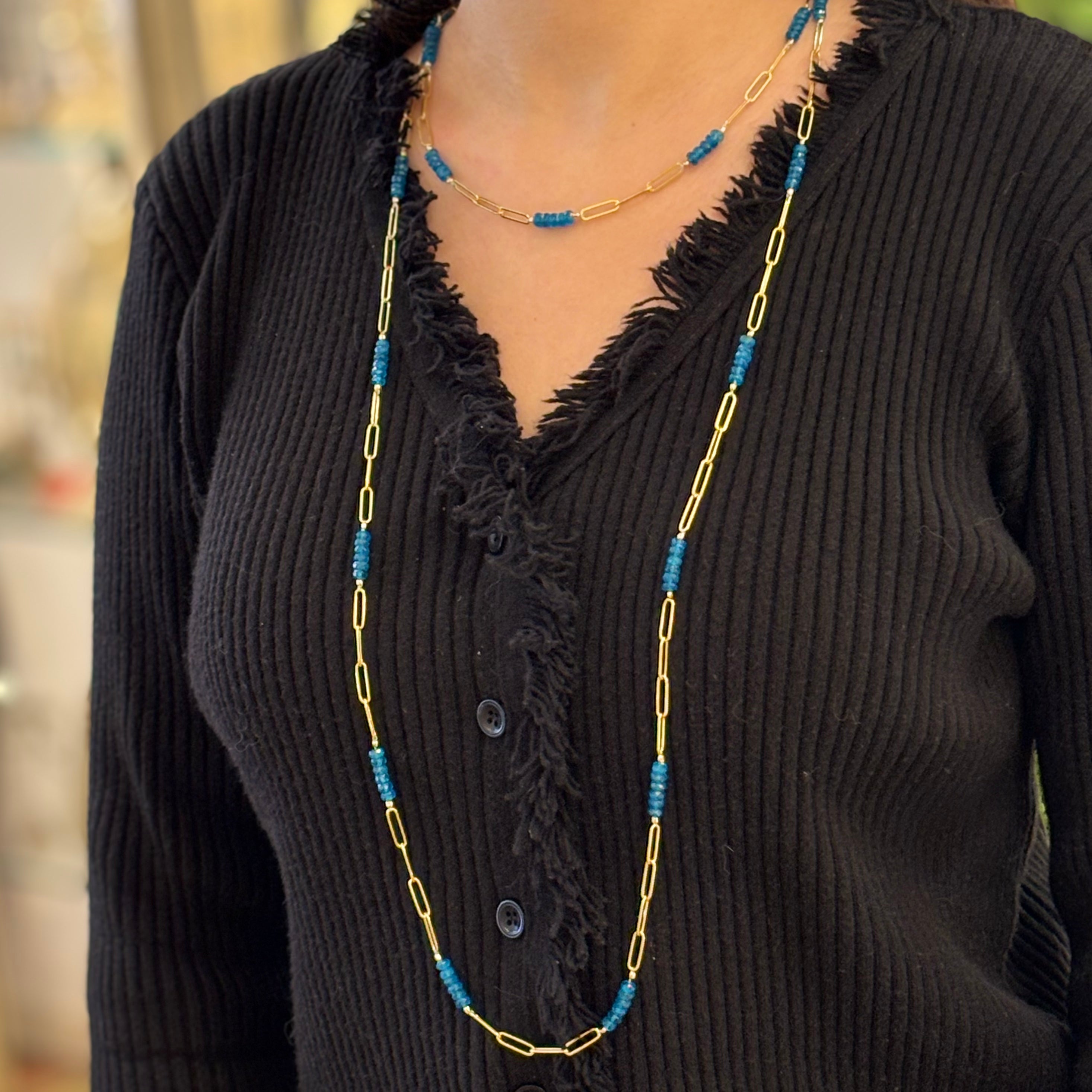 Gemmy Gem Paperclip Gold Necklace