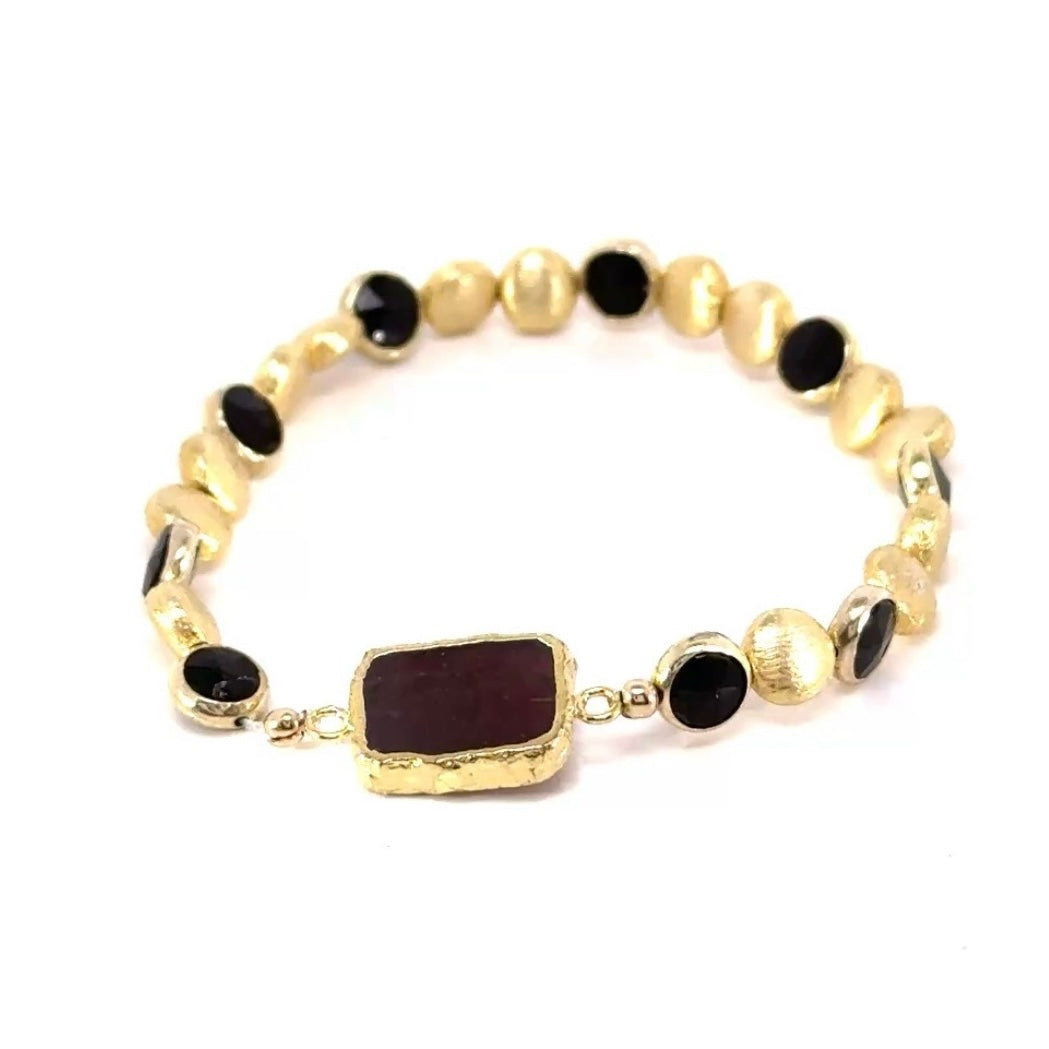 Gem Slice Gold Coin Stretch Bracelet