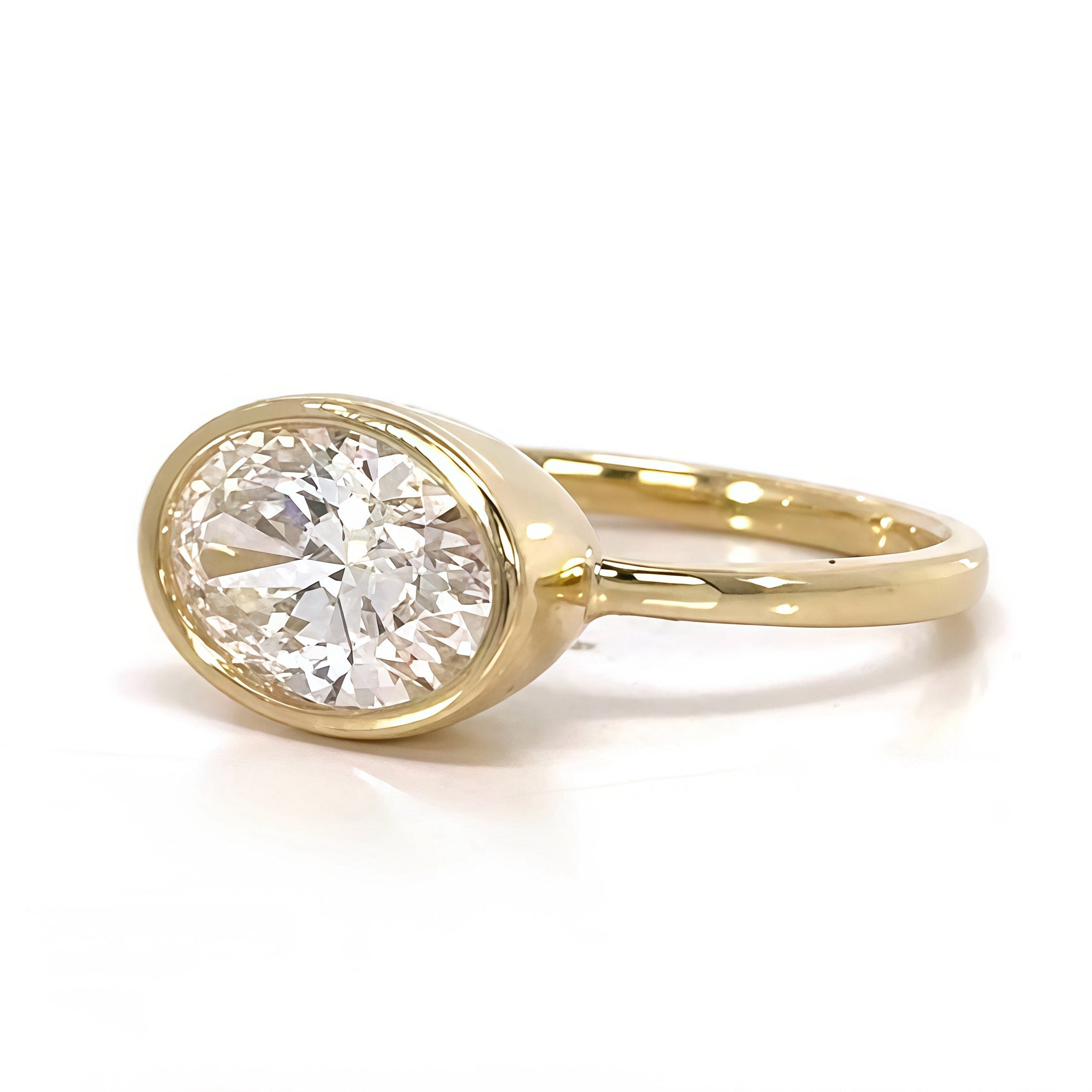 Deep Bezel Certified Oval Lab-Grown Diamond Ring 14K