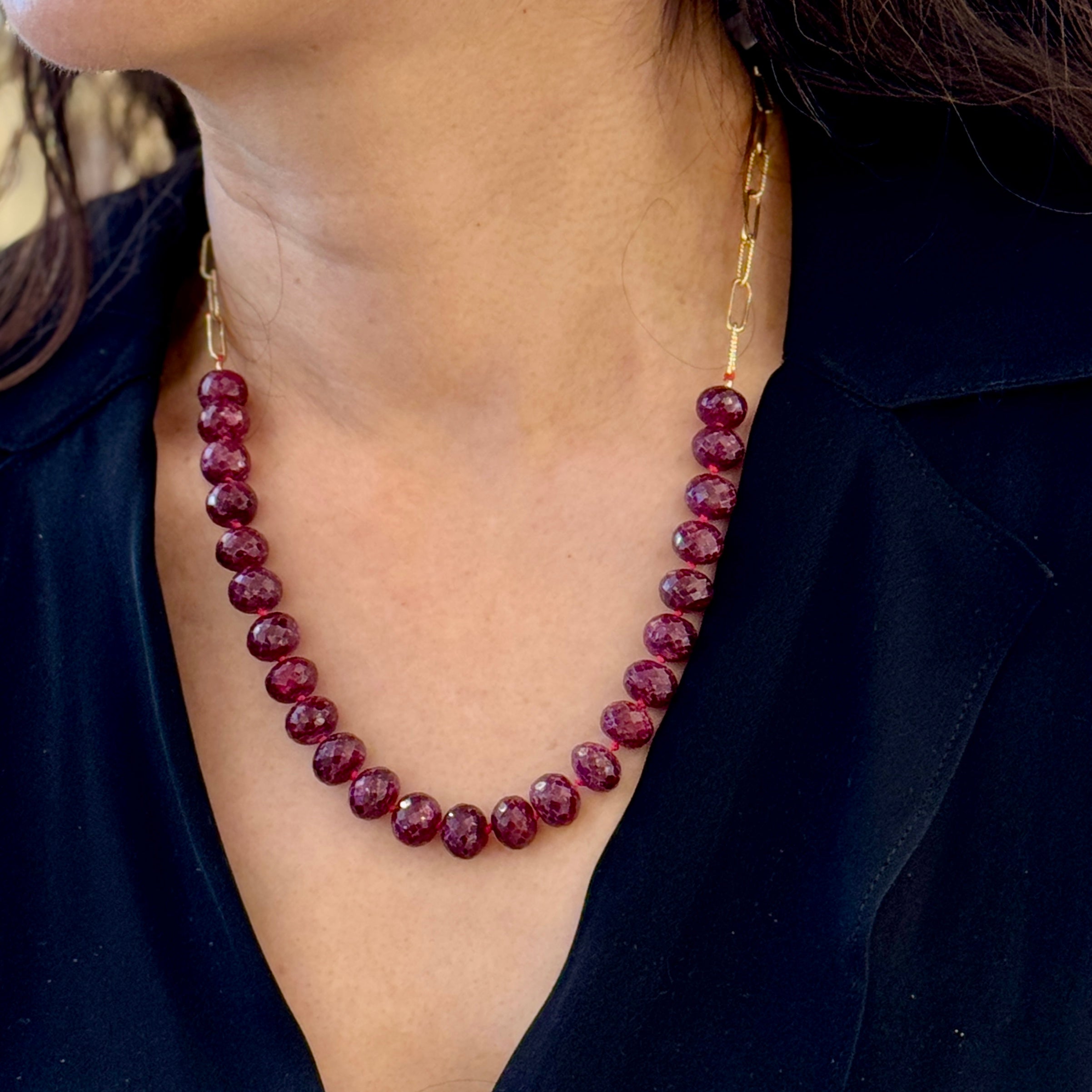 Ruby Beads Paperclip Necklaces