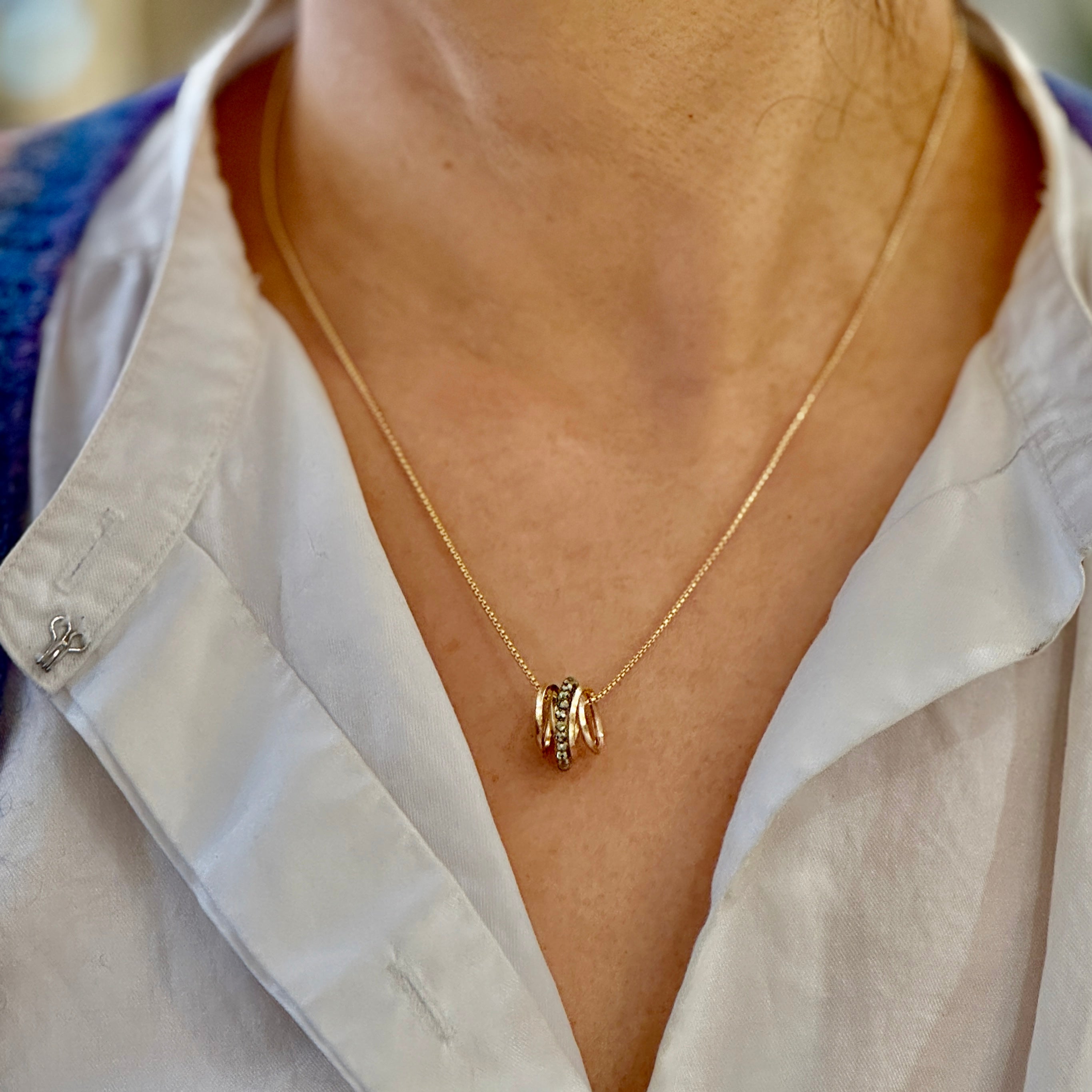 Mia Multi Mini Hoop Gem Pendant Necklace