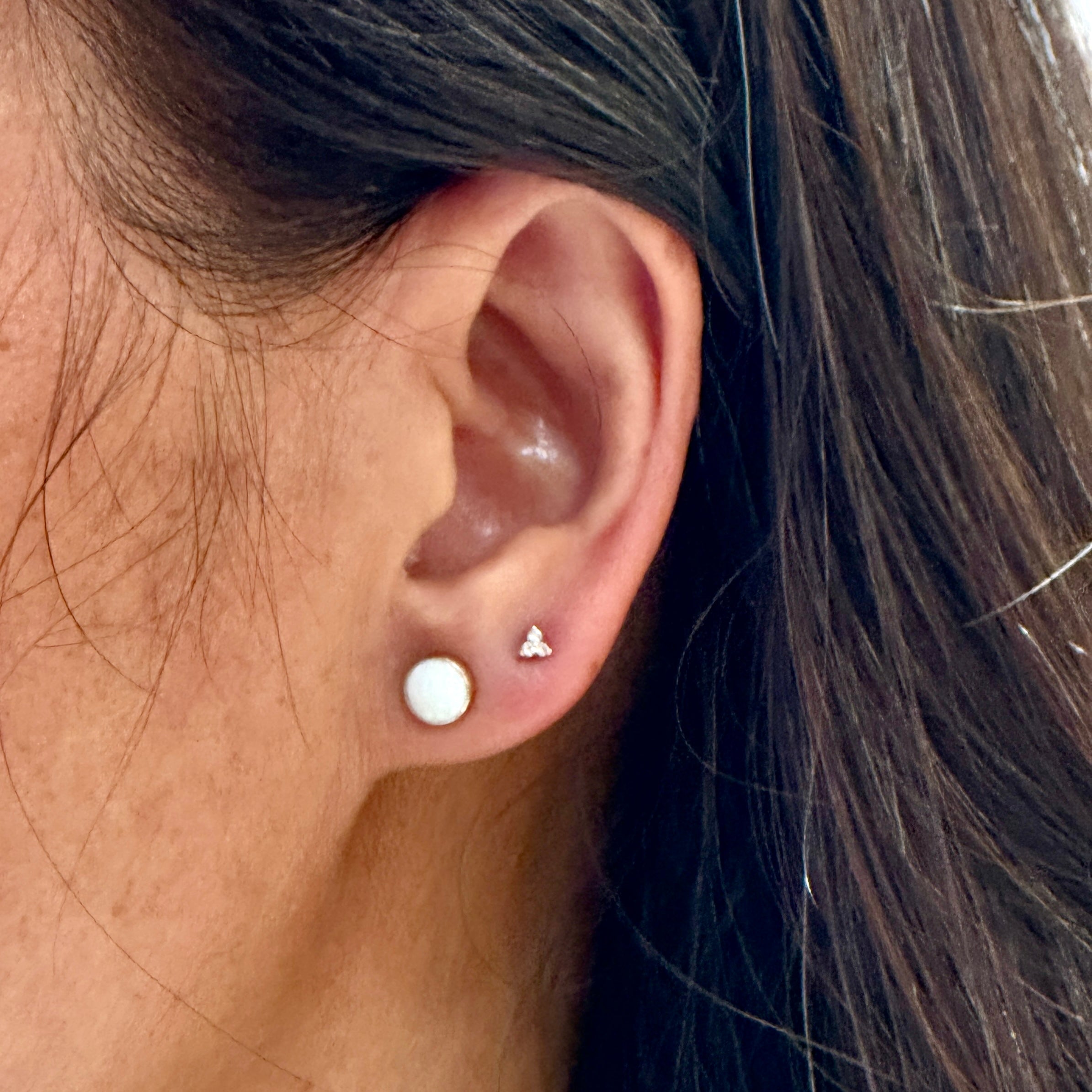 Opal Bezel Set Studs 14k