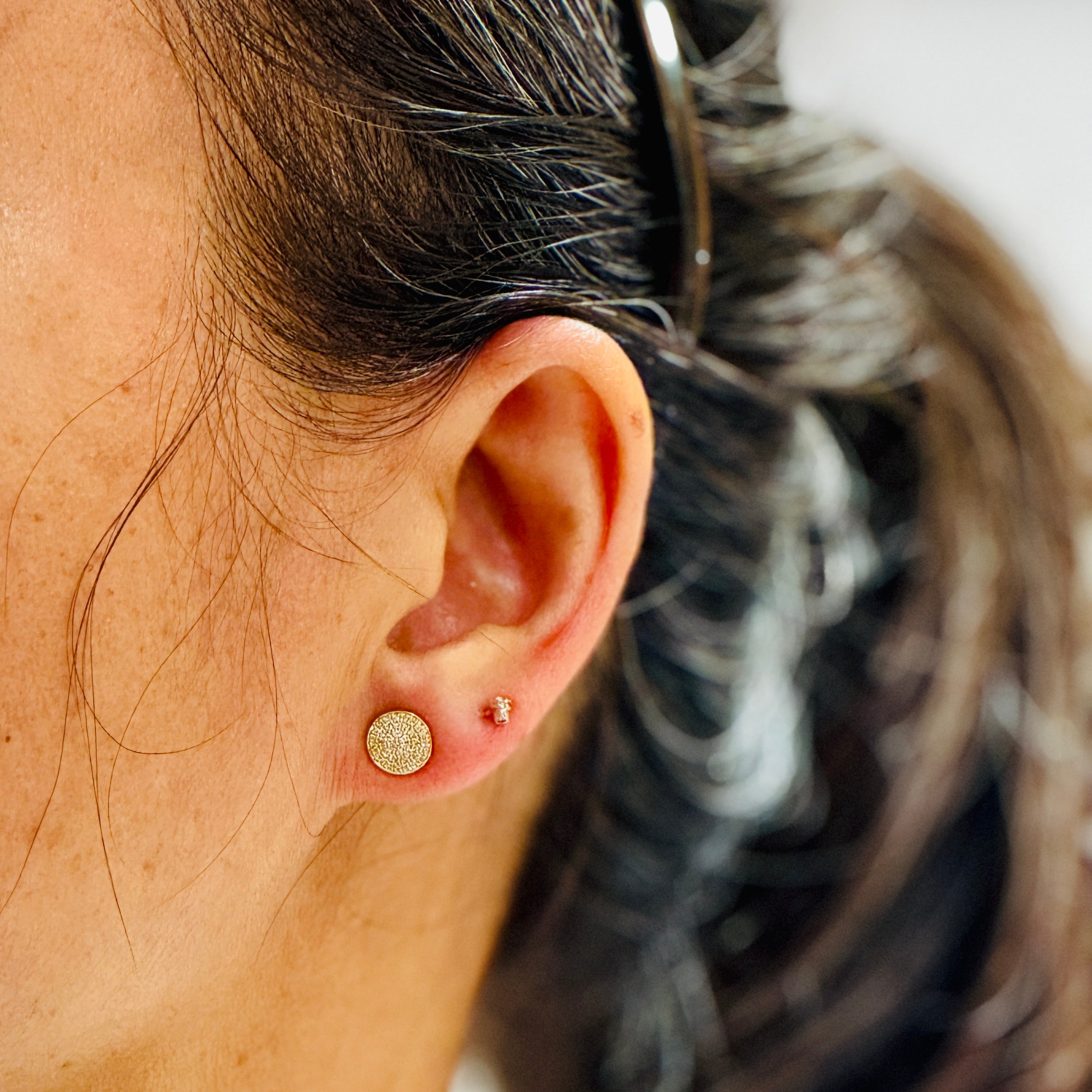 Natural Diamond Flat Disc Studs 14k