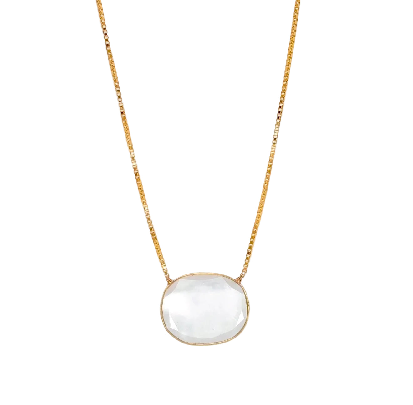 Oval Moissanite Slice Pendant Necklace