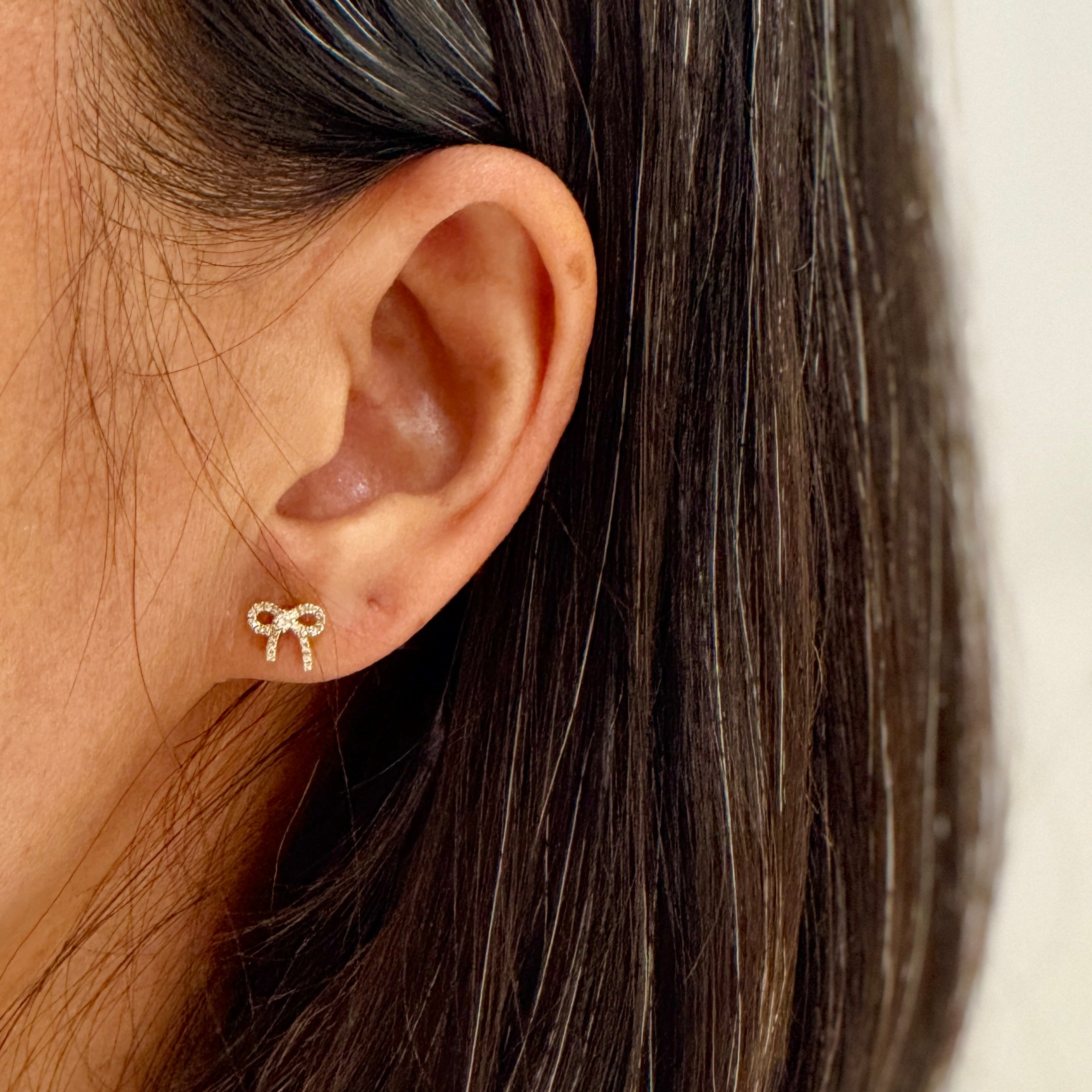 Pave Diamond Ribbon Studs 14k