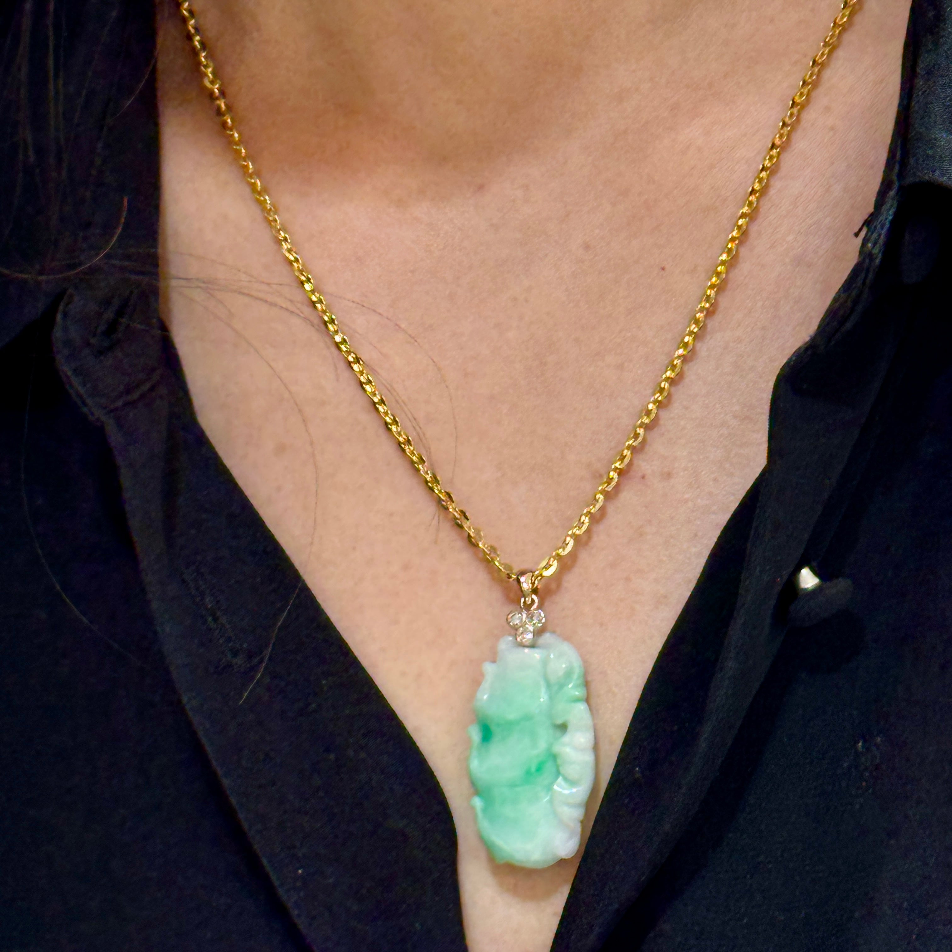 Jade Pendant Necklace In 22k Gold
