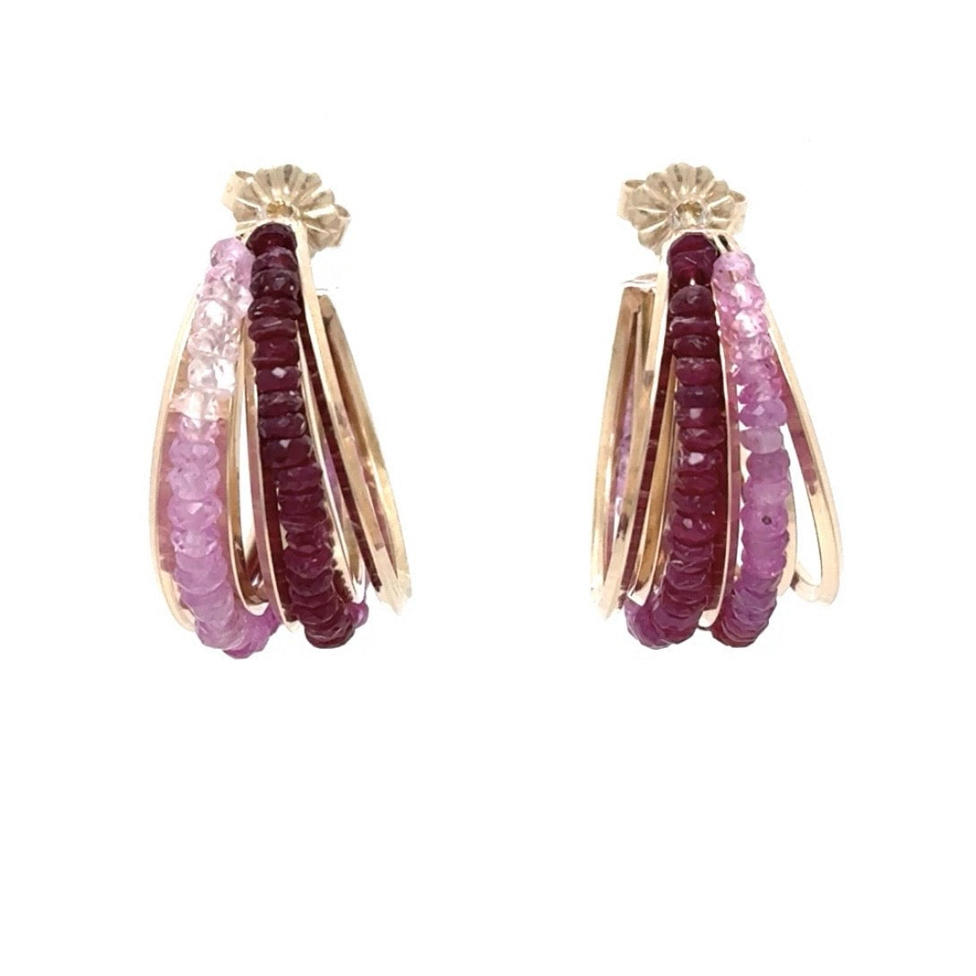 Mia Gem Multi Hoops Earring (Ruby)
