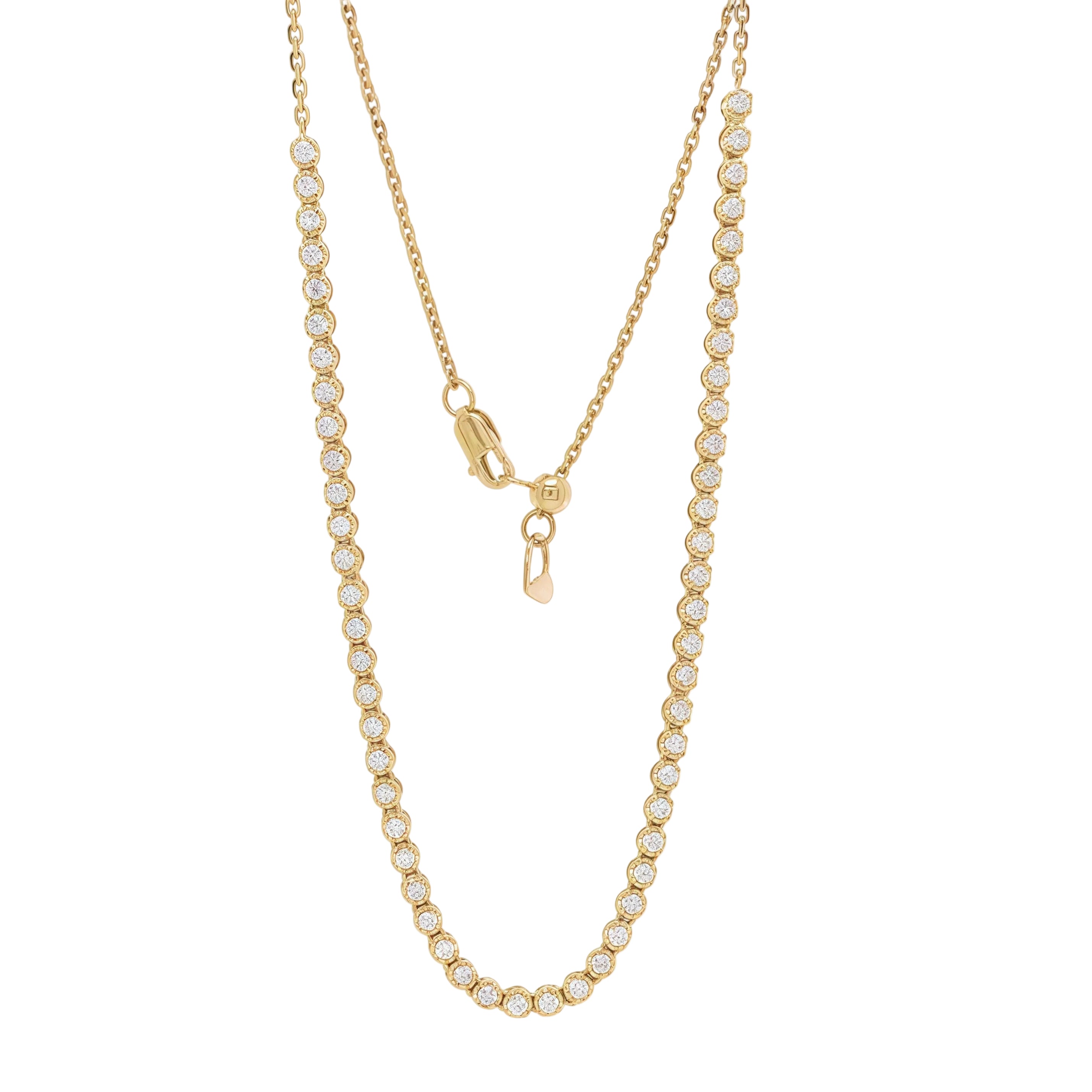 Half Tennis Natural Diamond Necklace 18k