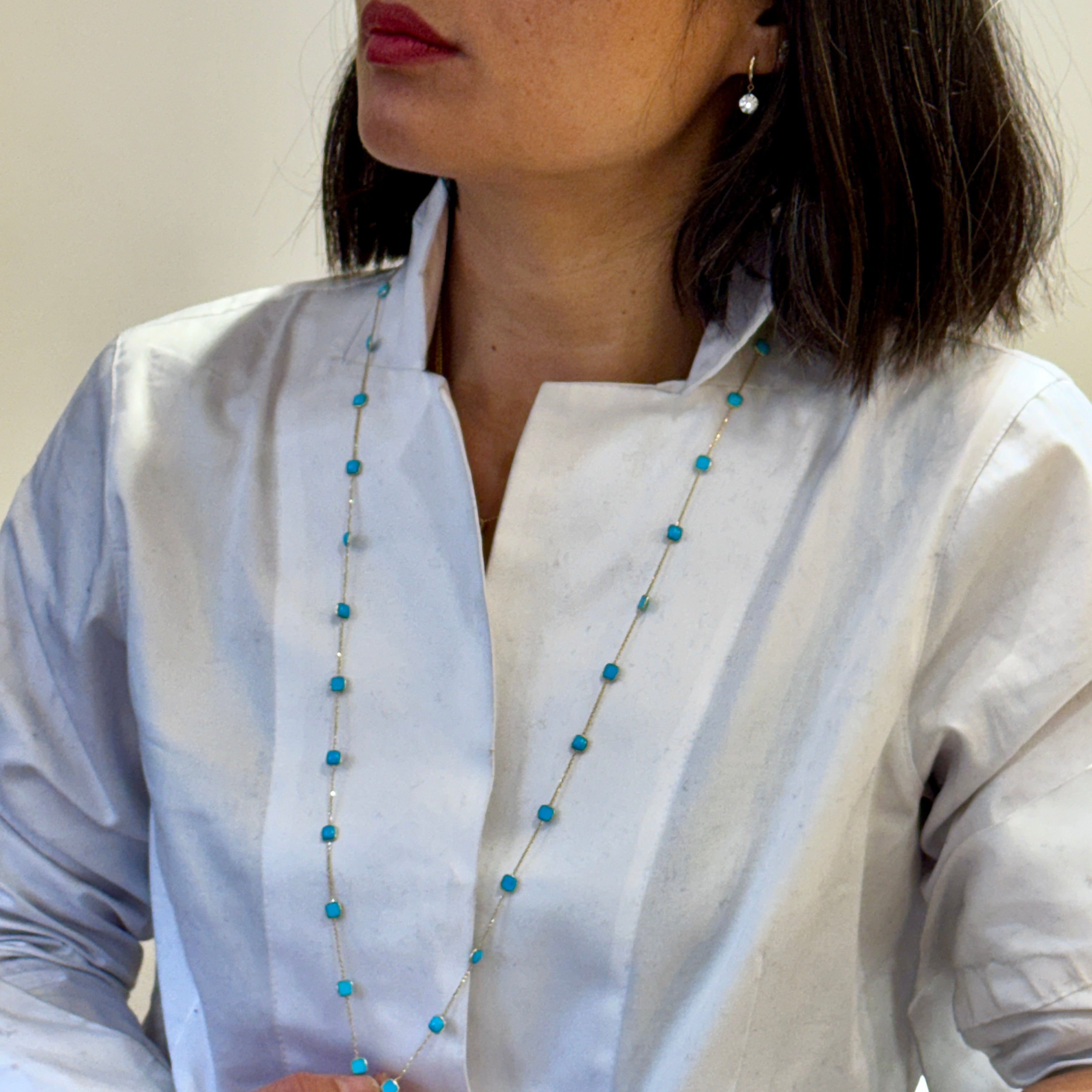 Turquoise Section Necklace in 18k