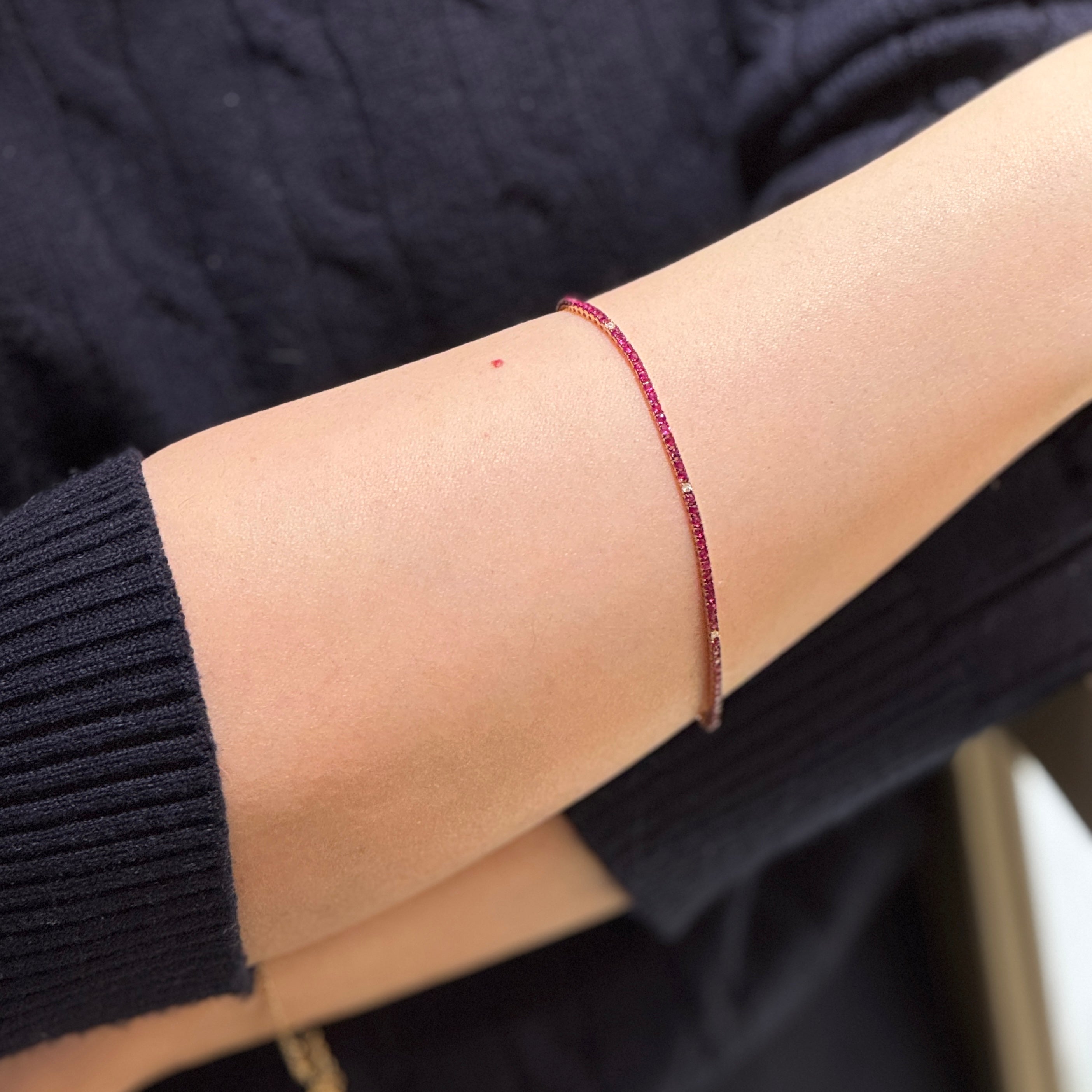 Ruby Slim Tennis Bracelet In 18k Yellow Gold
