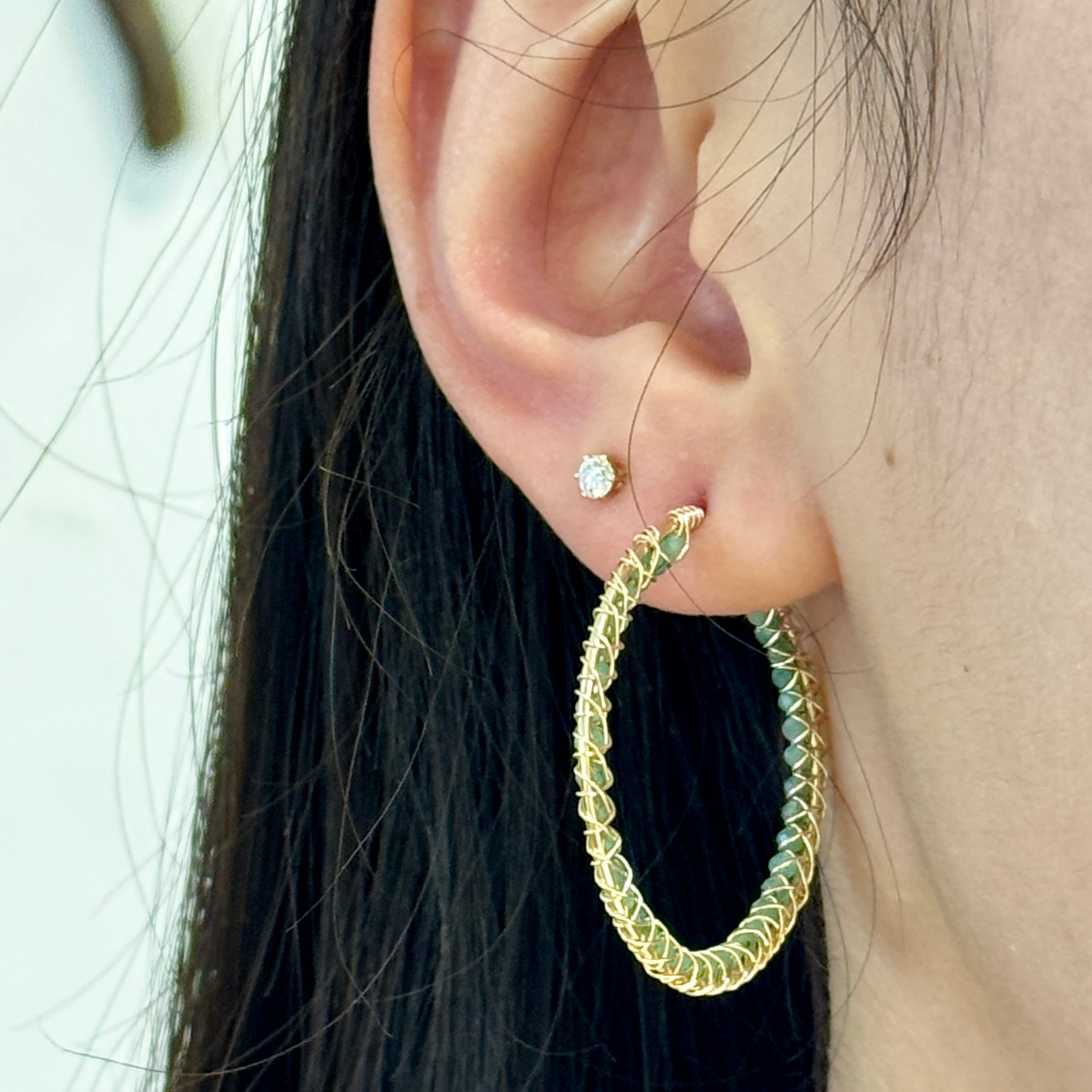 Inner Wrap Gem Hoops Earrings