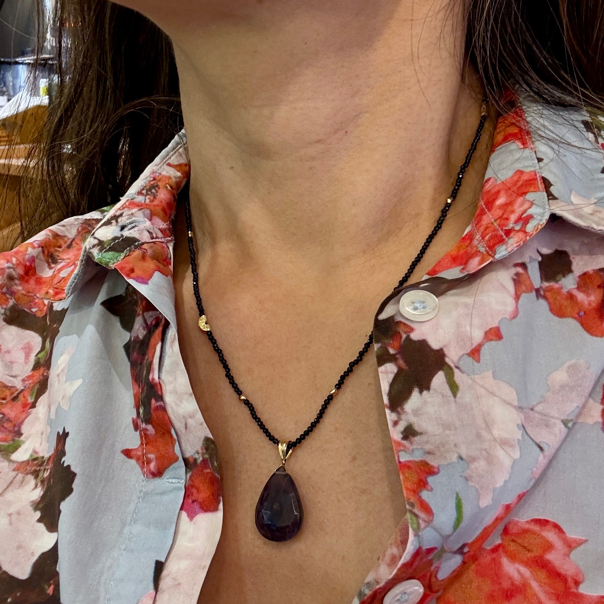 Half Moon Gem With Teardrop Pendant Necklace